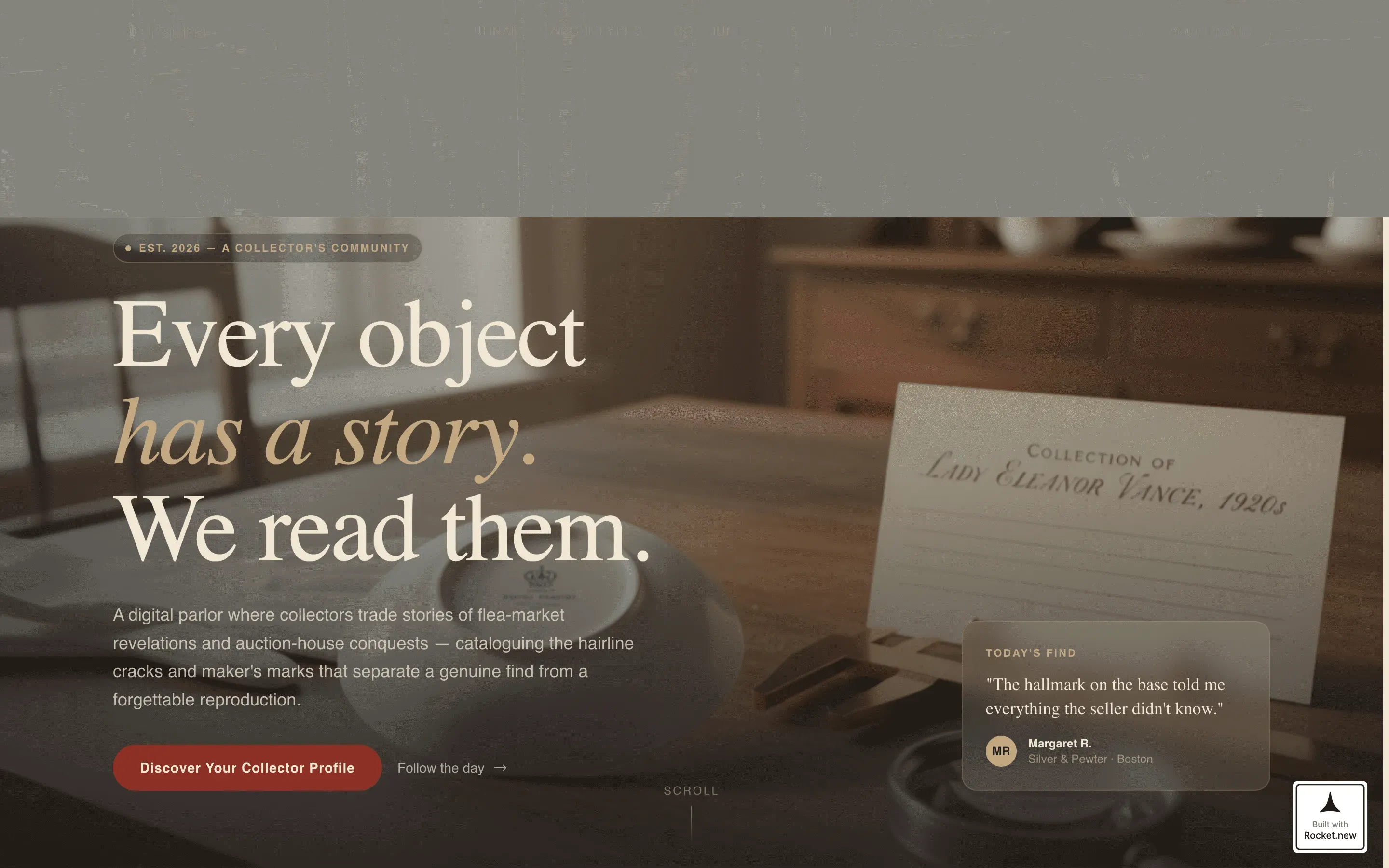 Antique Collecting Blog & Community Landing Page