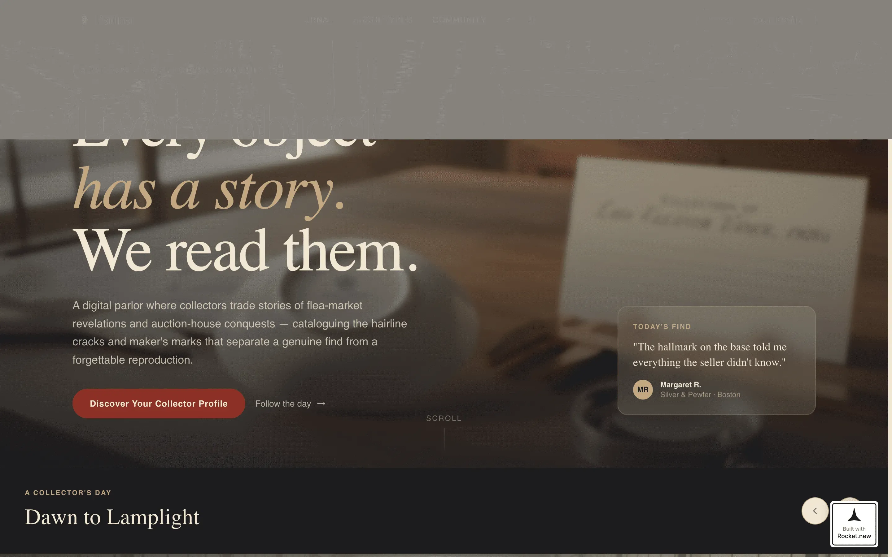 Antique Collecting Blog & Community Landing Page