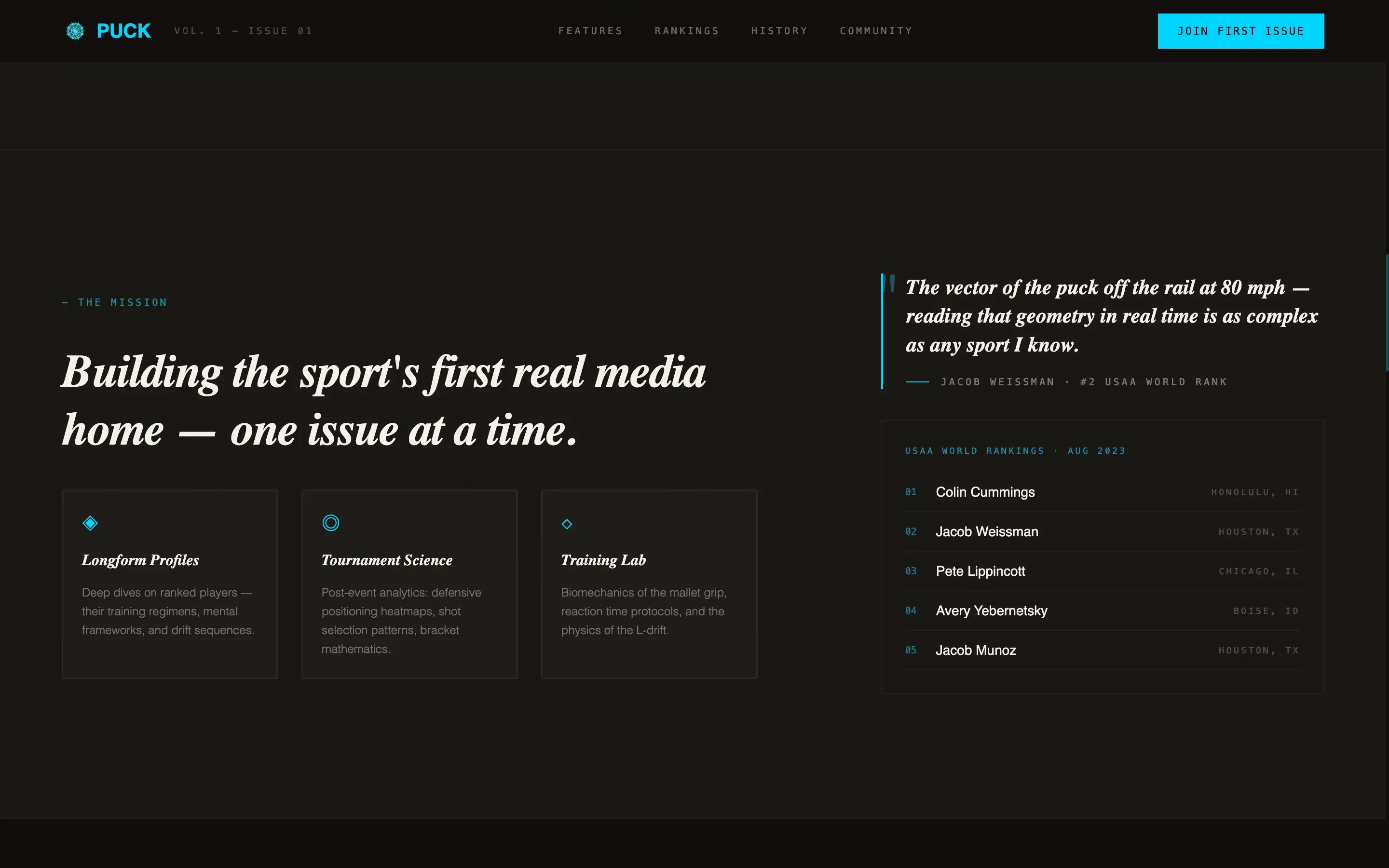 Editorial Air Hockey Landing Page Template
