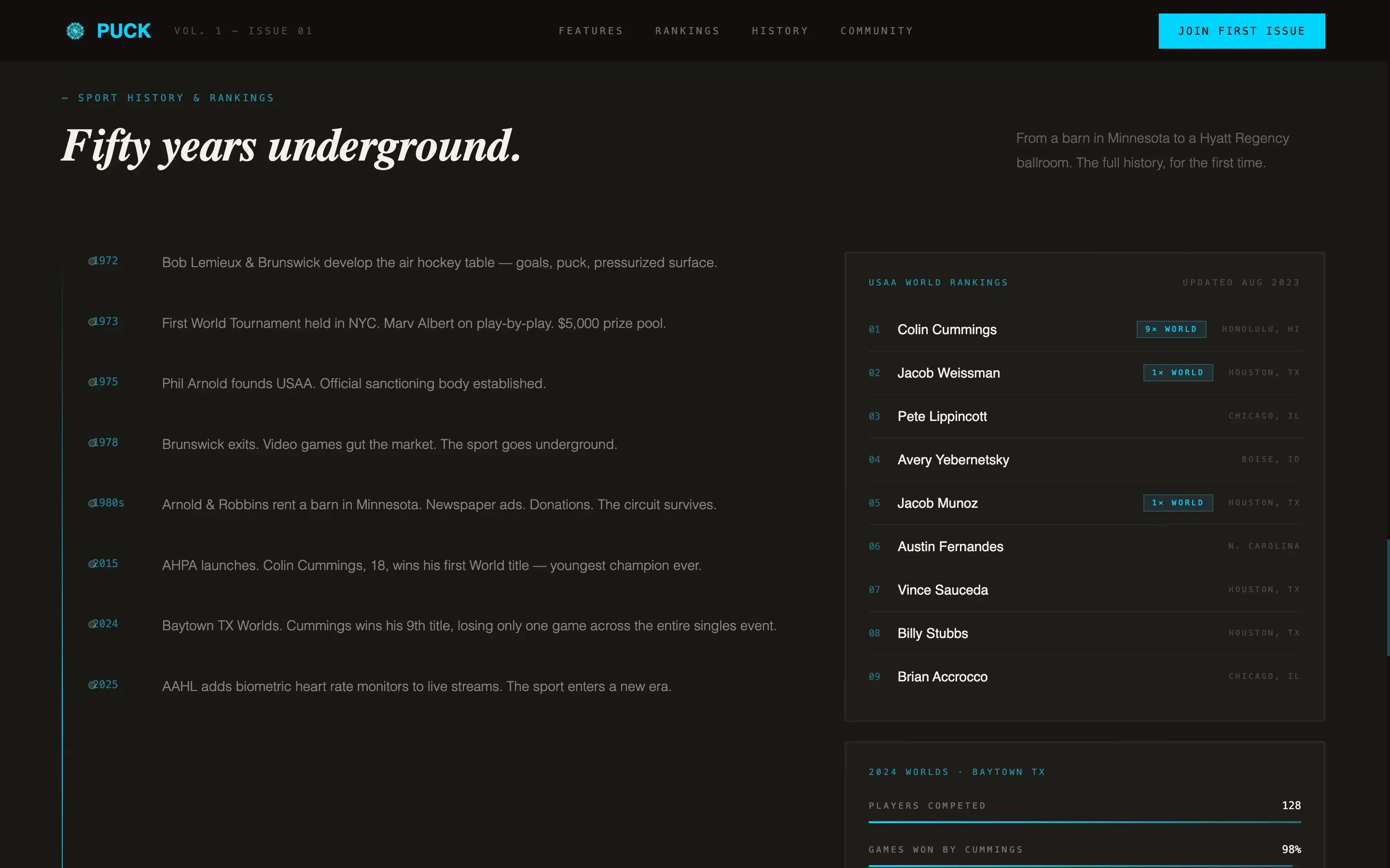 Editorial Air Hockey Landing Page Template