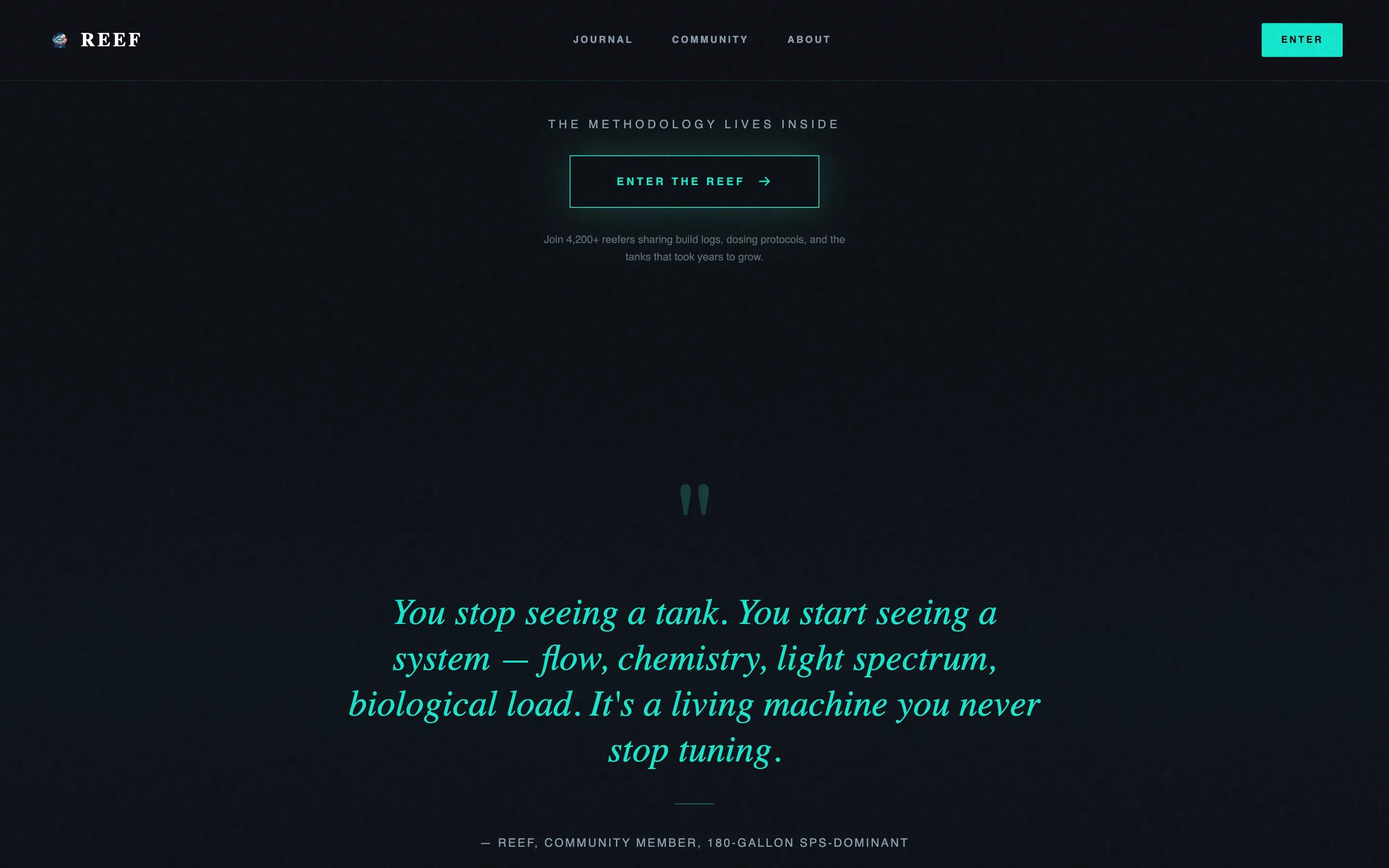 Cinematic Dark Masonry Landing Page for Reef Blogs