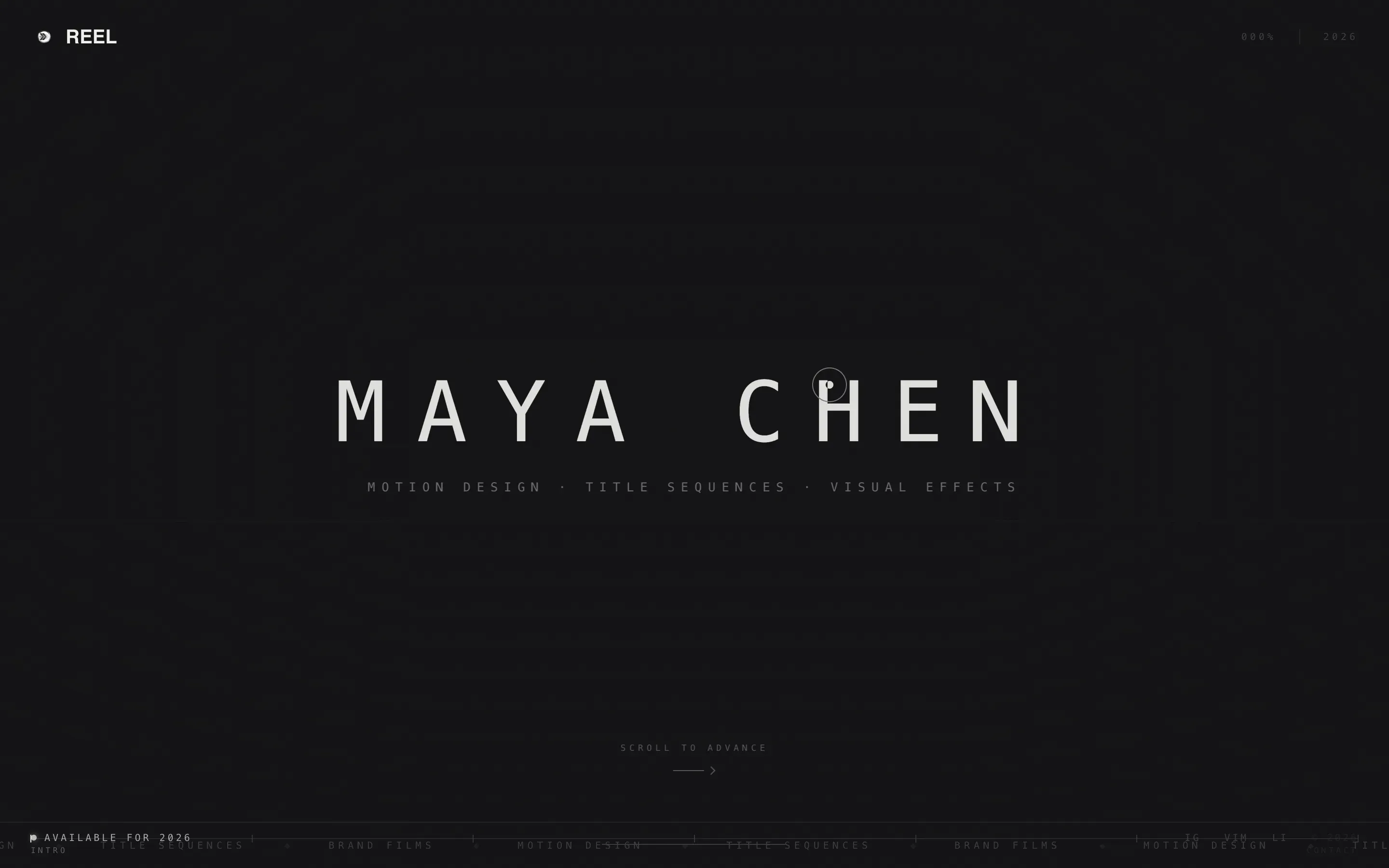 Cinematic Motion Designer Portfolio Landing Page