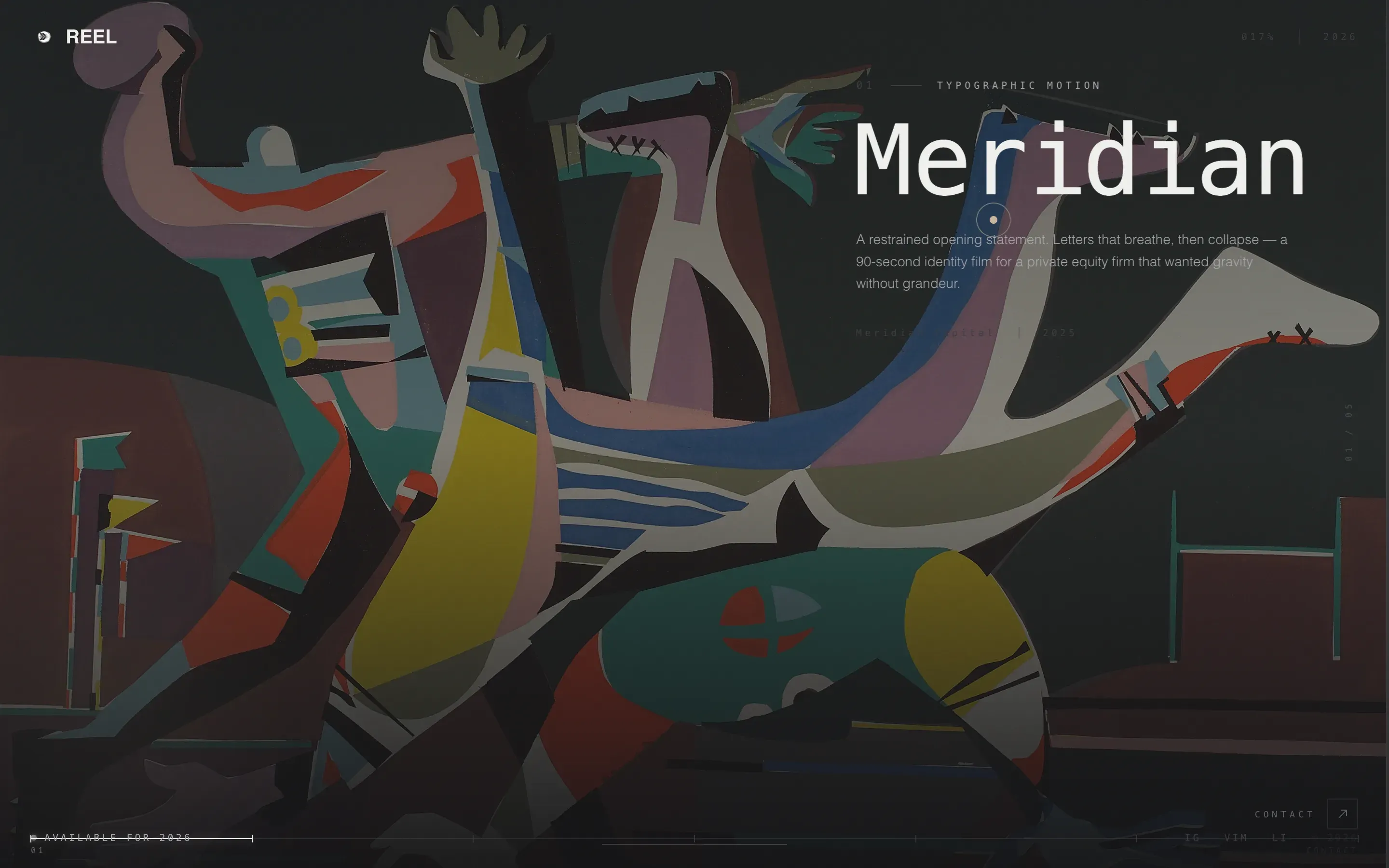 Cinematic Motion Designer Portfolio Landing Page