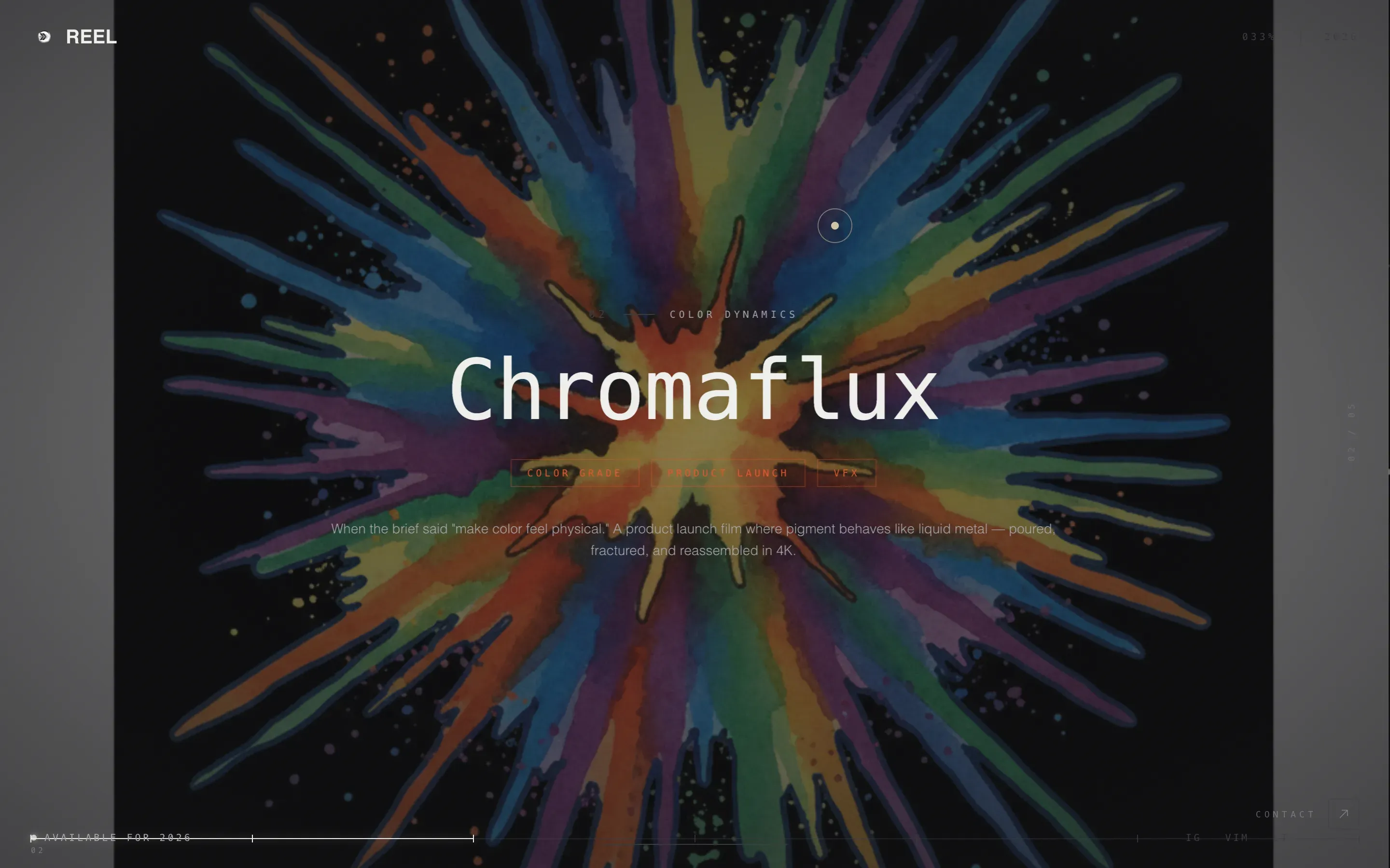 Cinematic Motion Designer Portfolio Landing Page