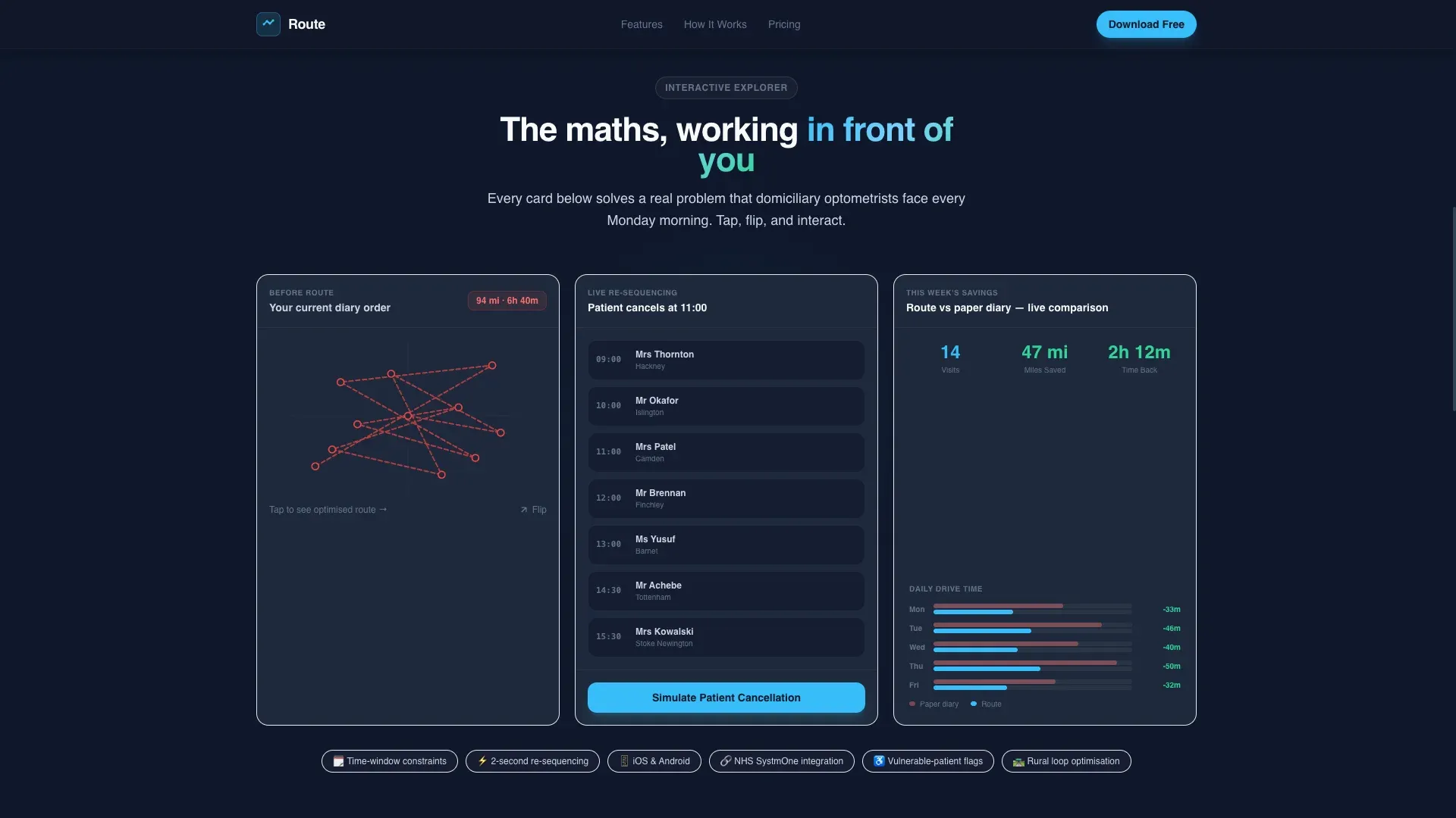 Optometry Route Optimisation Landing Page Template