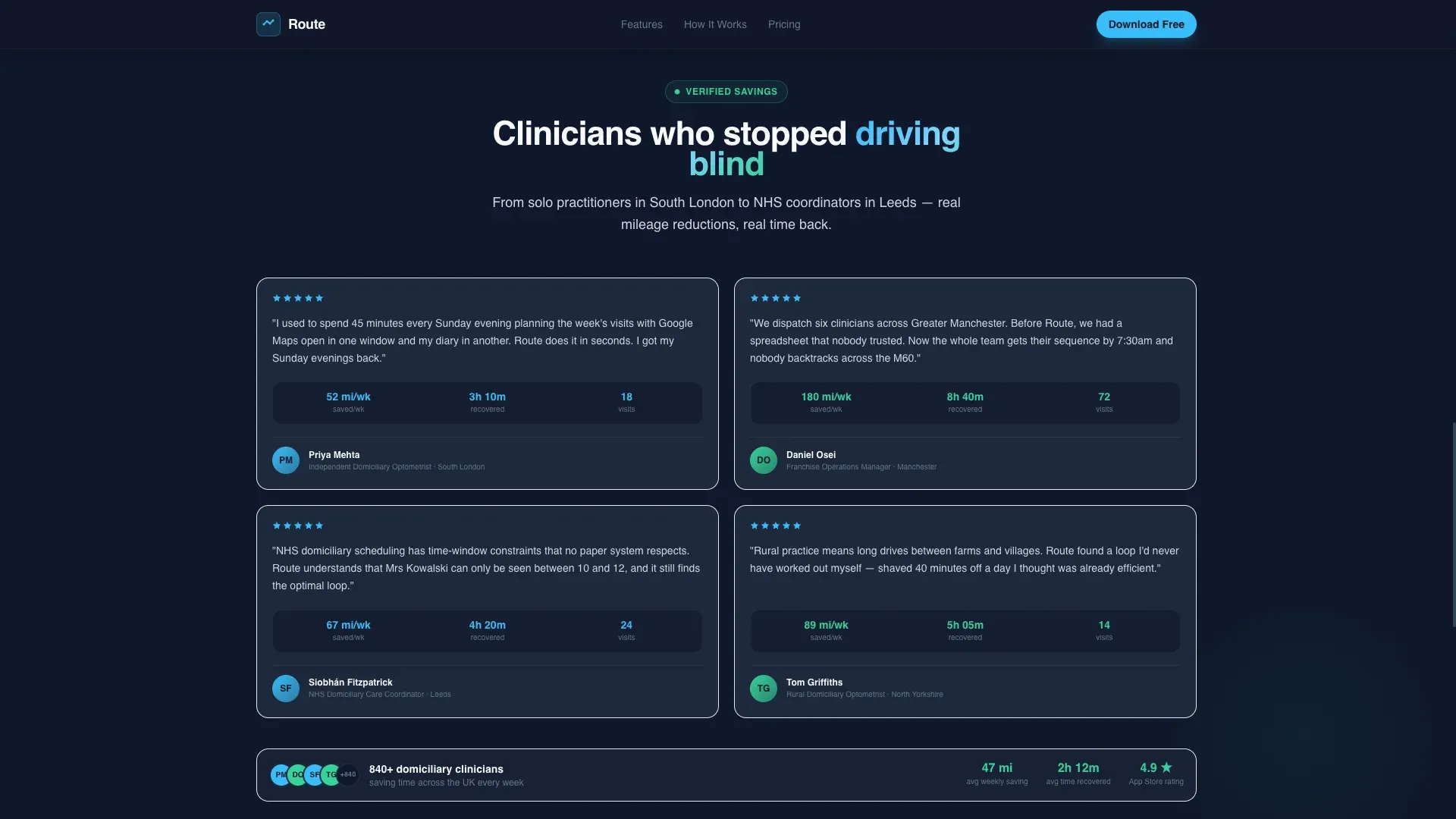 Optometry Route Optimisation Landing Page Template