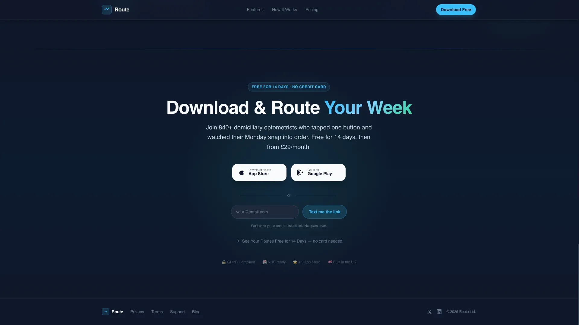 Optometry Route Optimisation Landing Page Template