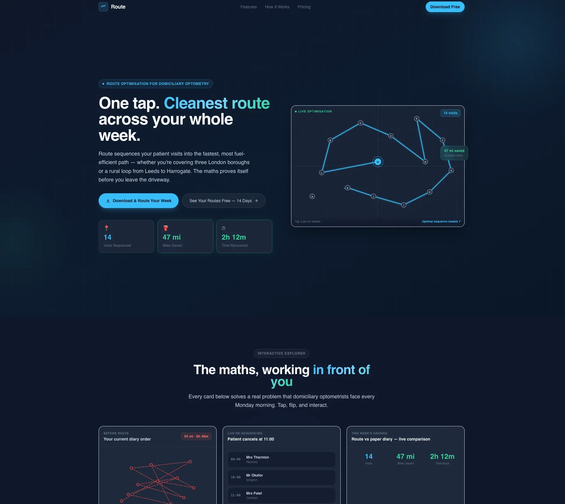 Optometry Route Optimisation Landing Page Template
