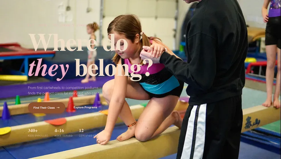 Engaging Kids Gymnastics Landing Page Template