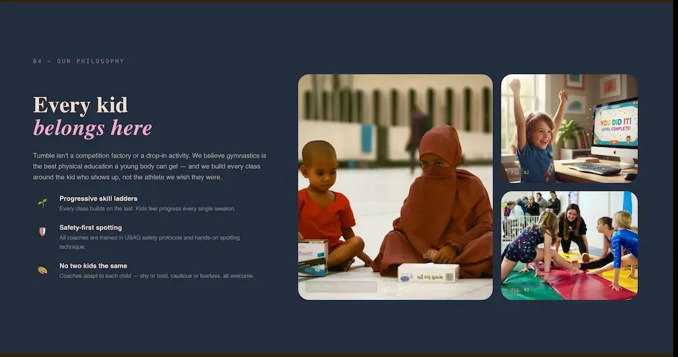 Engaging Kids Gymnastics Landing Page Template
