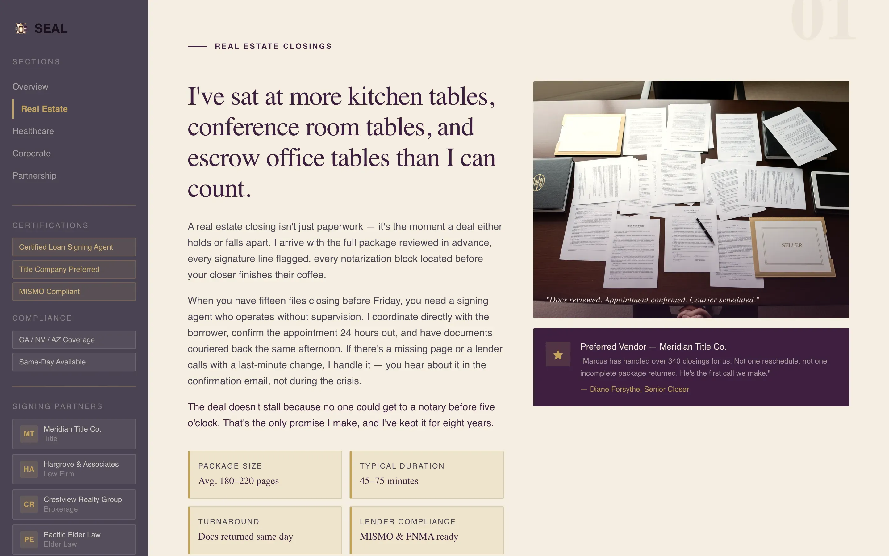 Executive Mobile Notary Landing Page Template