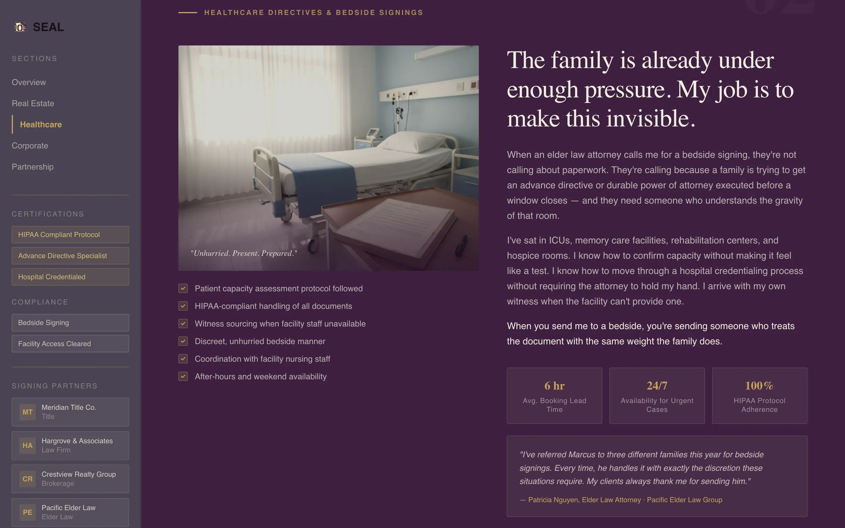 Executive Mobile Notary Landing Page Template