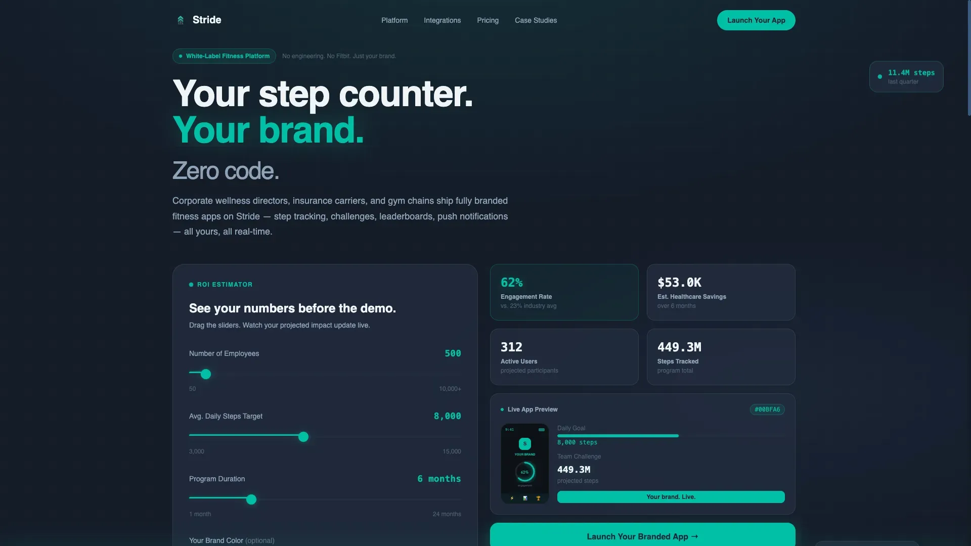 White-Label Fitness App Landing Page Template