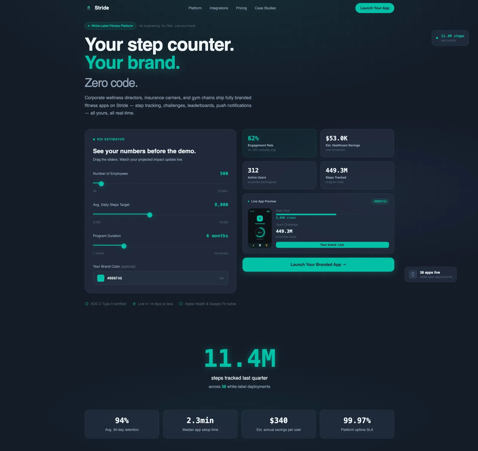 White-Label Fitness App Landing Page Template