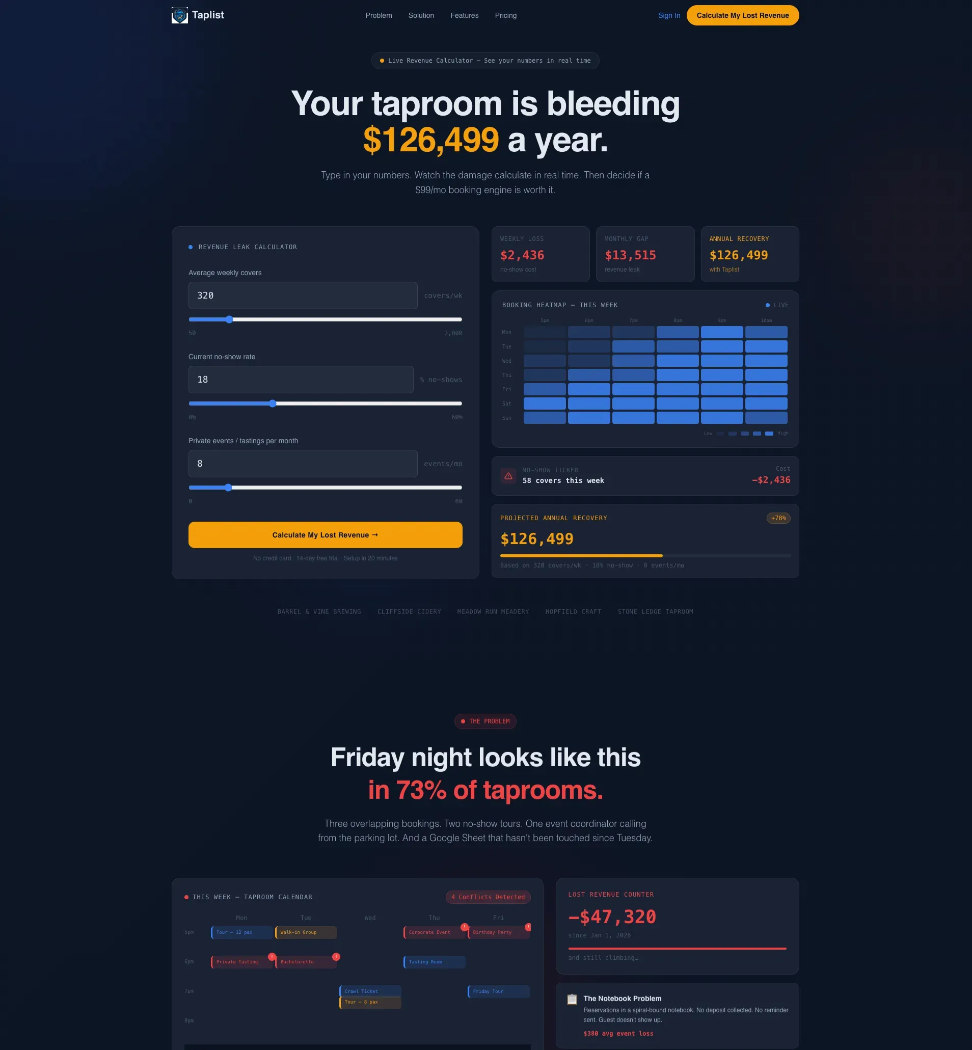 Craft Beverage Booking System Landing Page Template