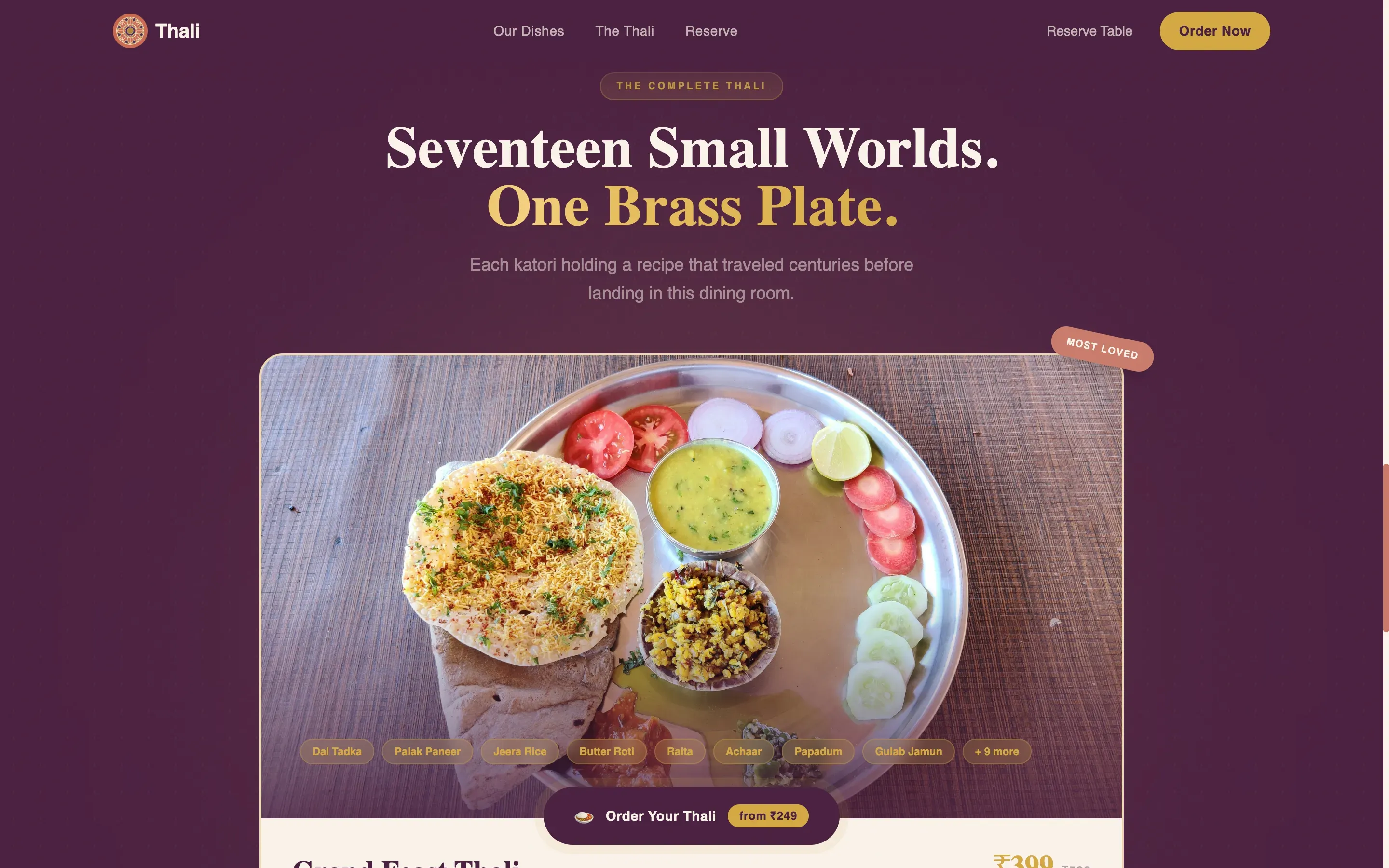 Restaurant Landing Page Template - Neo-Retro Card Grid