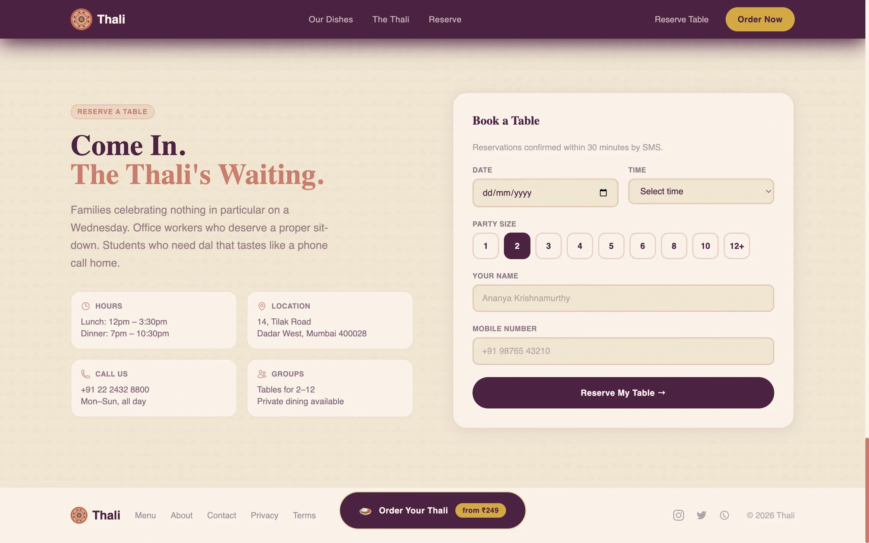 Restaurant Landing Page Template - Neo-Retro Card Grid