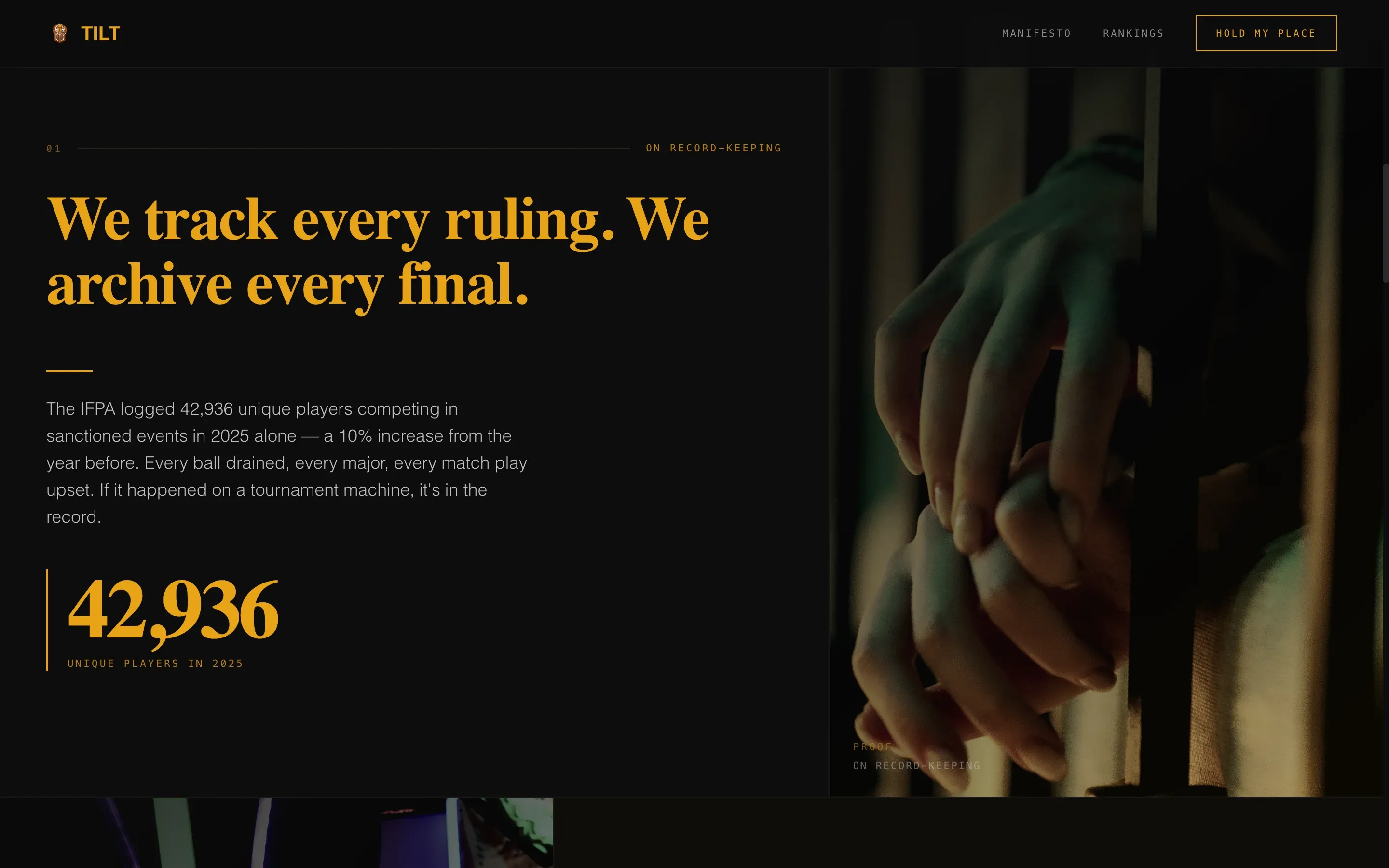 Cinematic Pinball Community Waitlist Landing Page