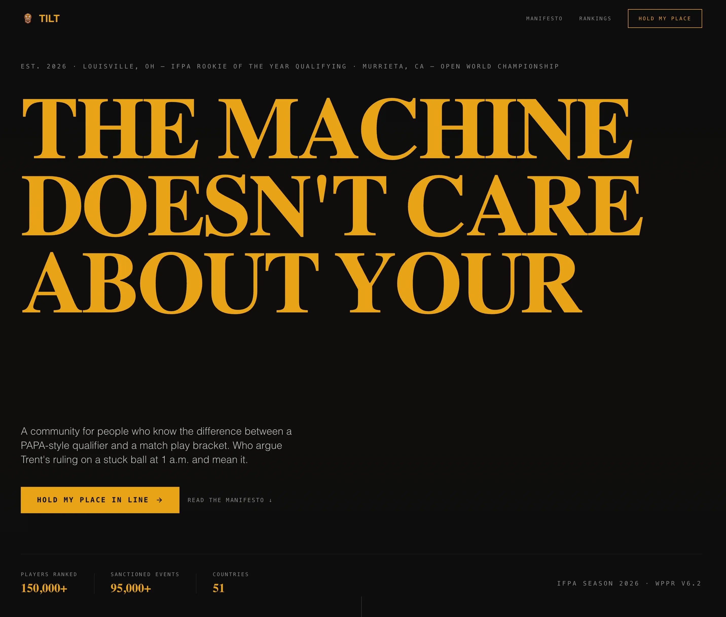 Cinematic Pinball Community Waitlist Landing Page