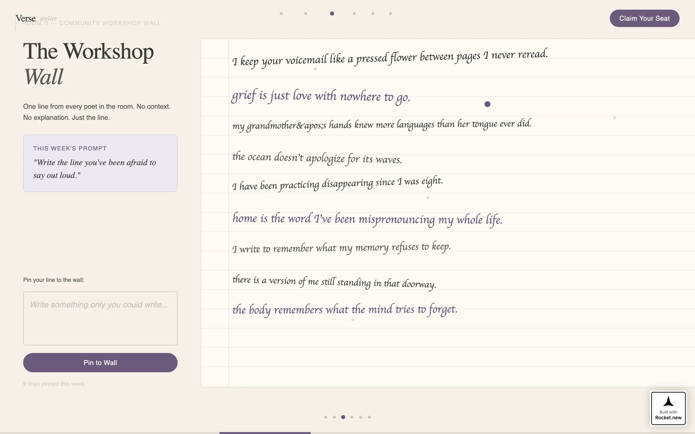 Horizontal Scroll Poetry Landing Page Template