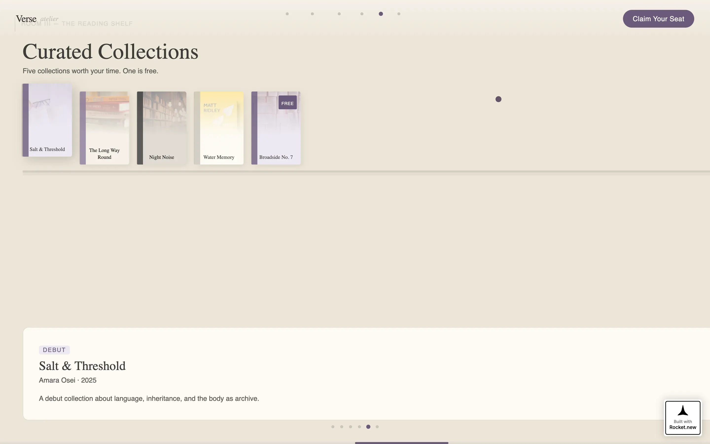 Horizontal Scroll Poetry Landing Page Template