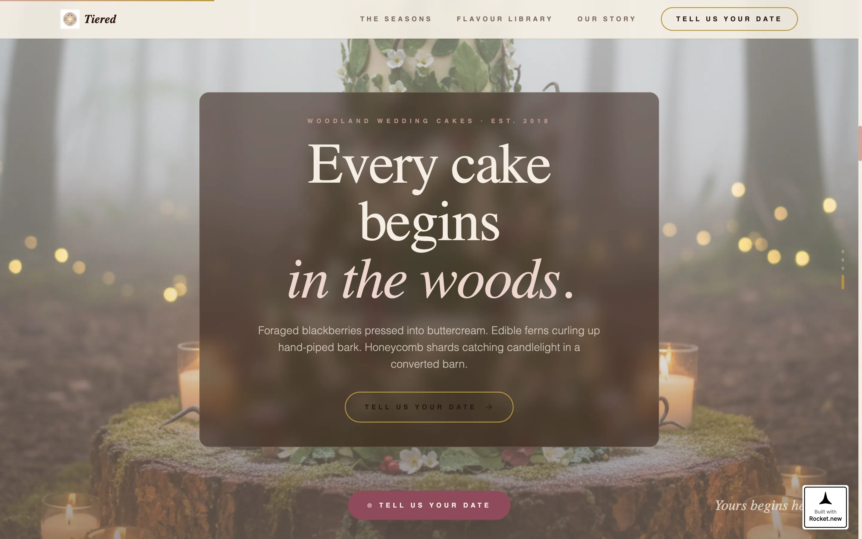 Woodland Wedding Cake Baker Landing Page Template