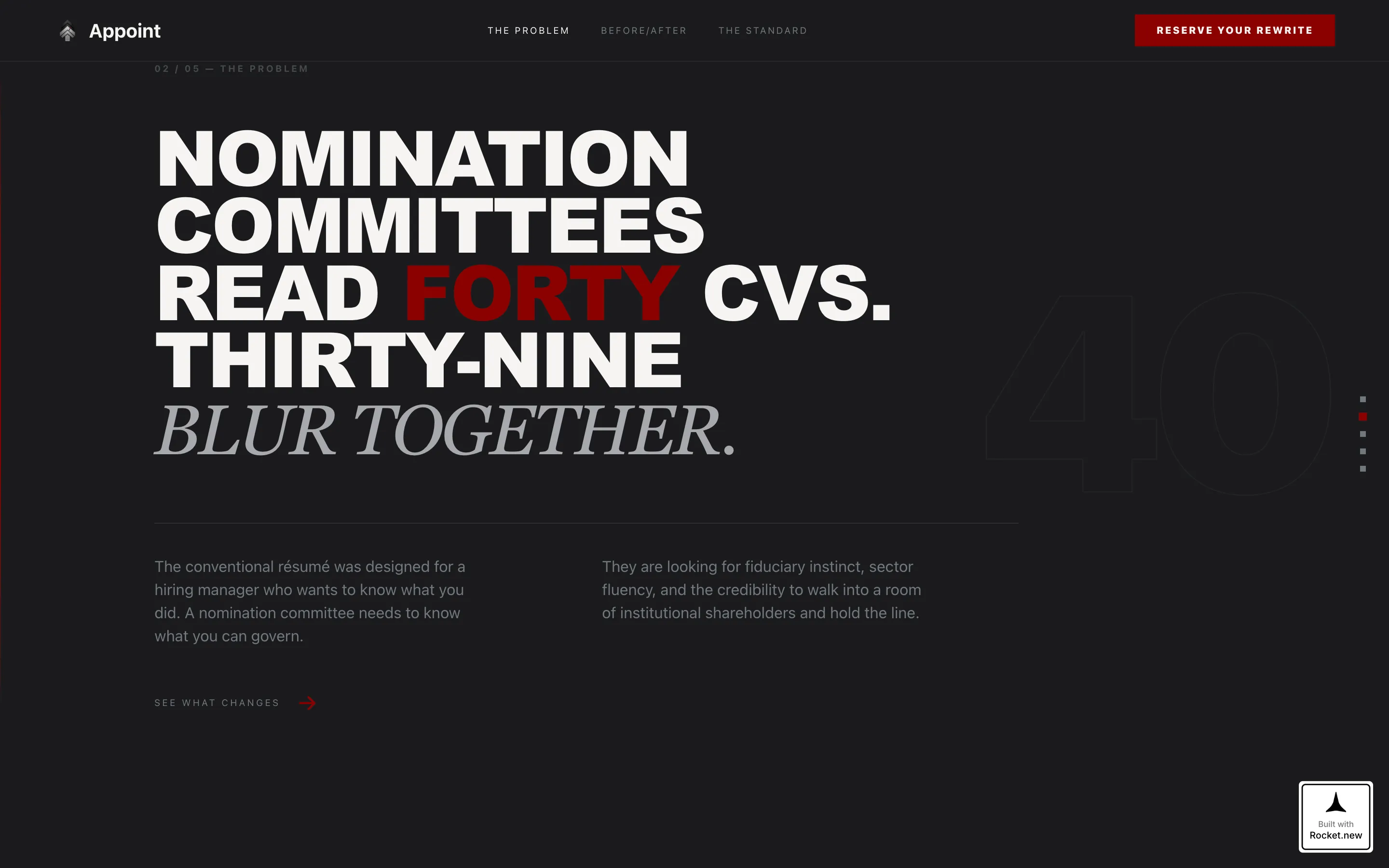 Board Member Resume Consultancy Landing Page