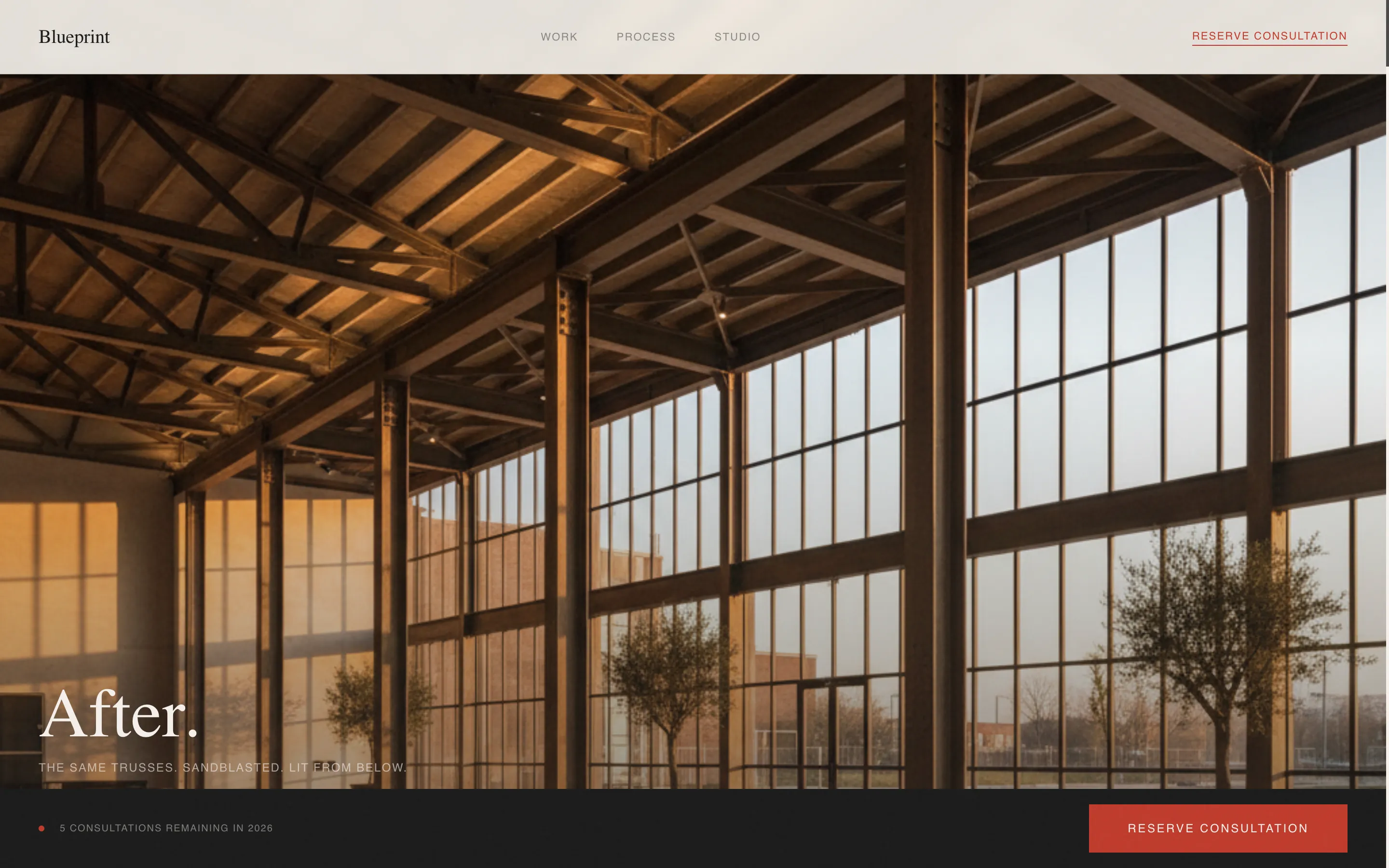 Immersive Warehouse Design Studio Landing Page