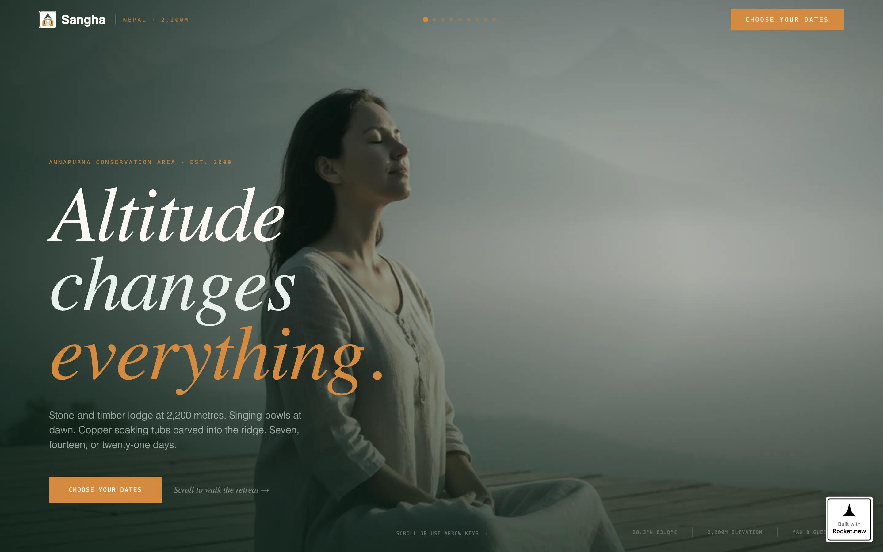 Nepal Wellness Retreat Horizontal Scroll Landing Page