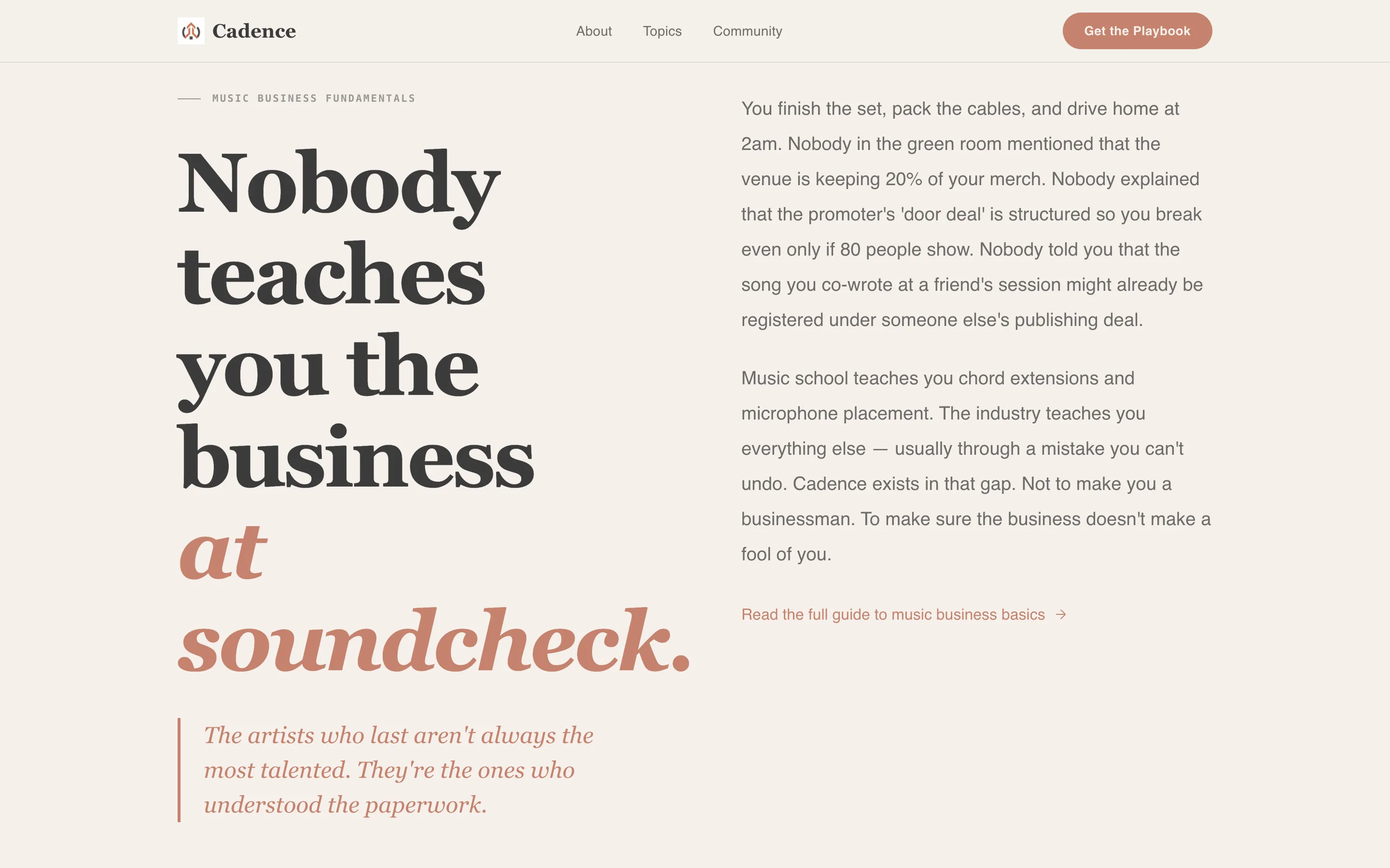 Musician Career Blog Landing Page Template