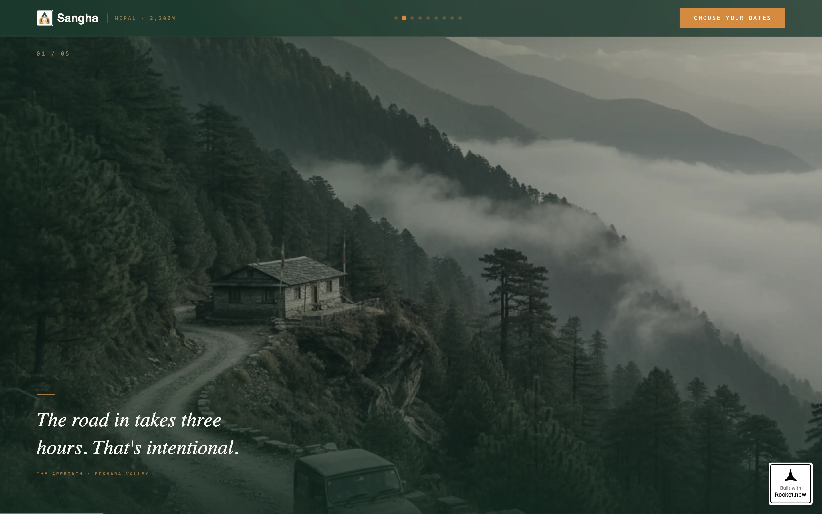 Nepal Wellness Retreat Horizontal Scroll Landing Page