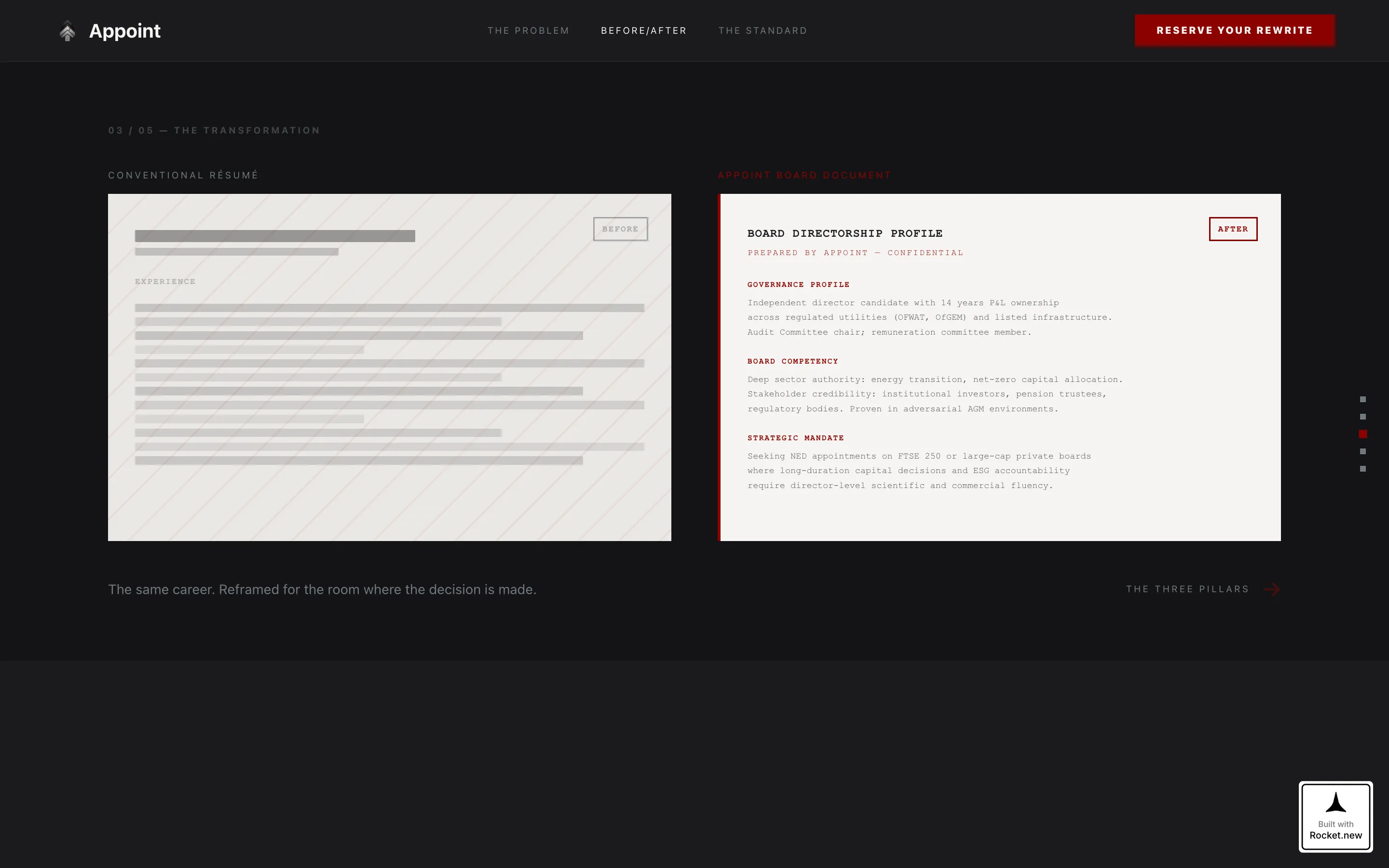 Board Member Resume Consultancy Landing Page