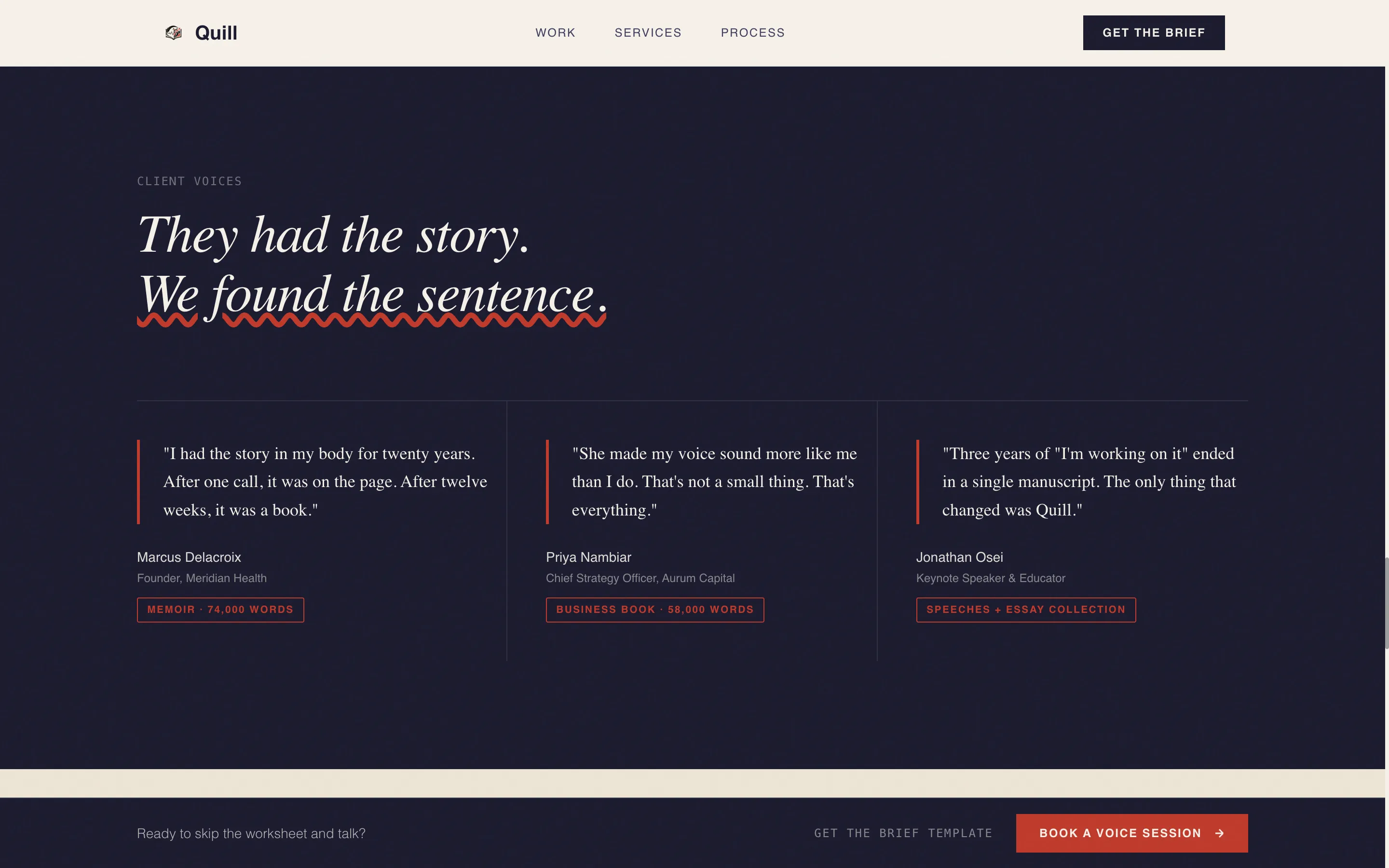 Ghostwriter Landing Page Template | Masonry Layout