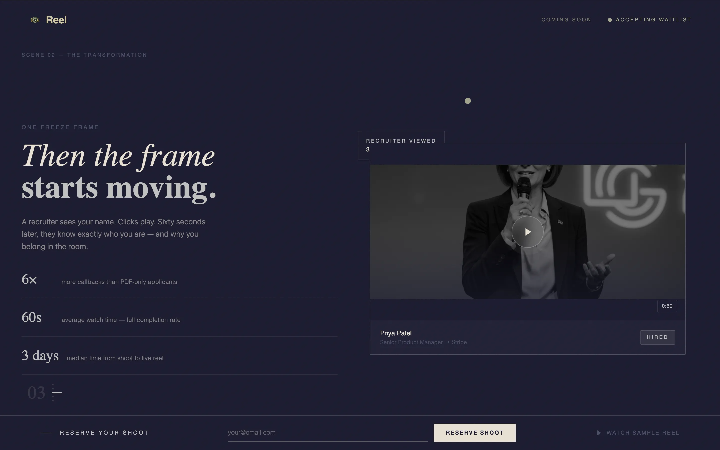 Cinematic Tech Professional Video Resume Landing Page