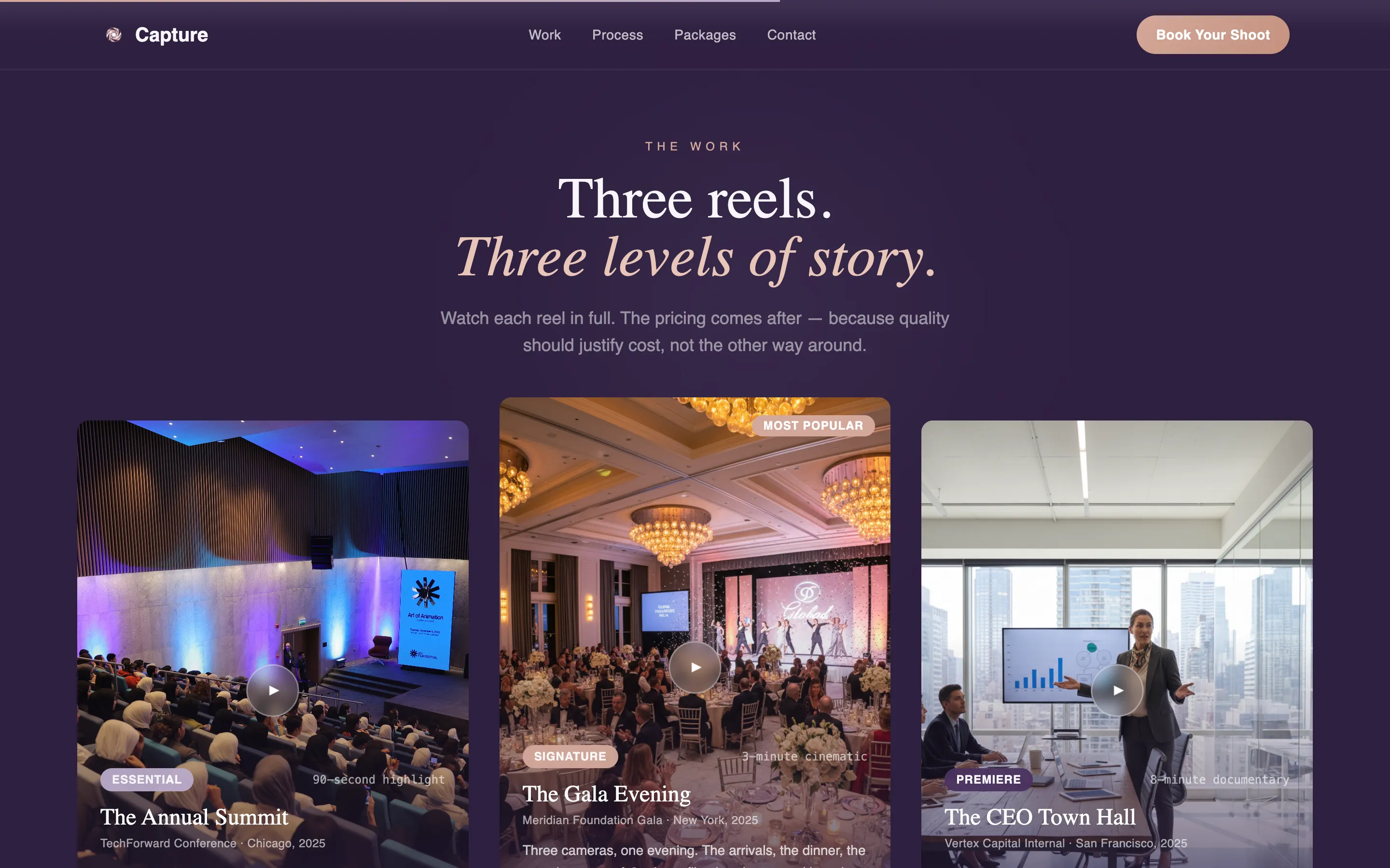 Corporate Event Videography Premium Booking Website Template