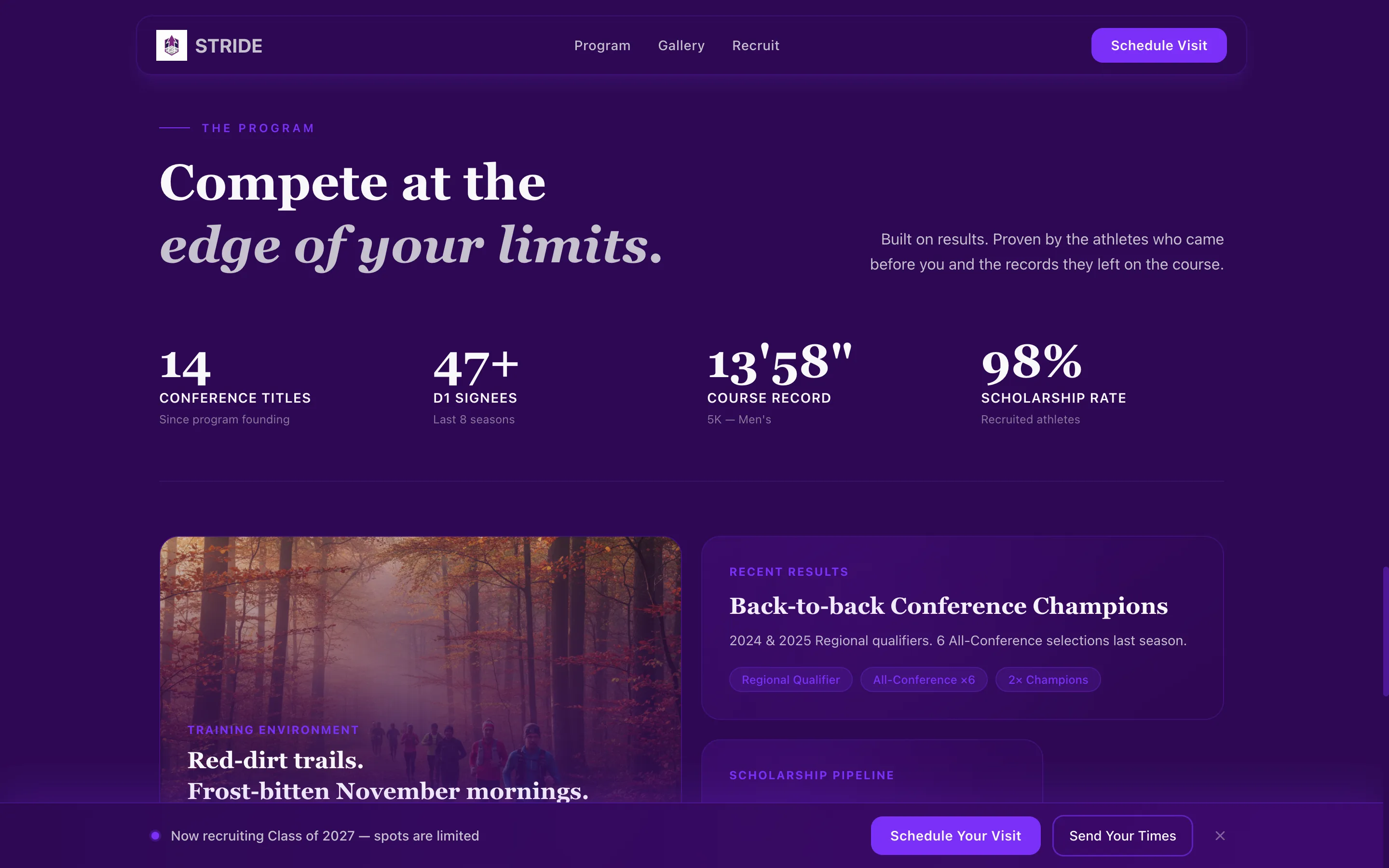Cross Country Recruiting Landing Page Template