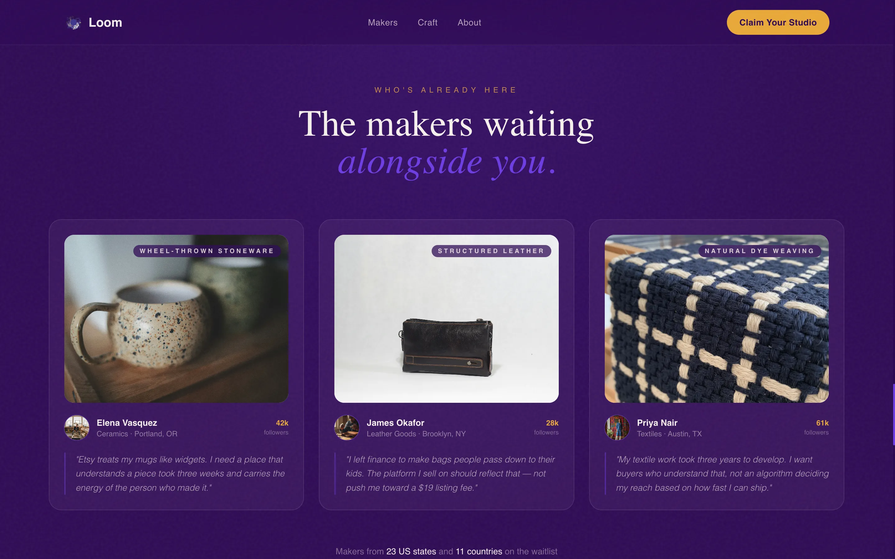 Artisan Craft Landing Page Template for Makers