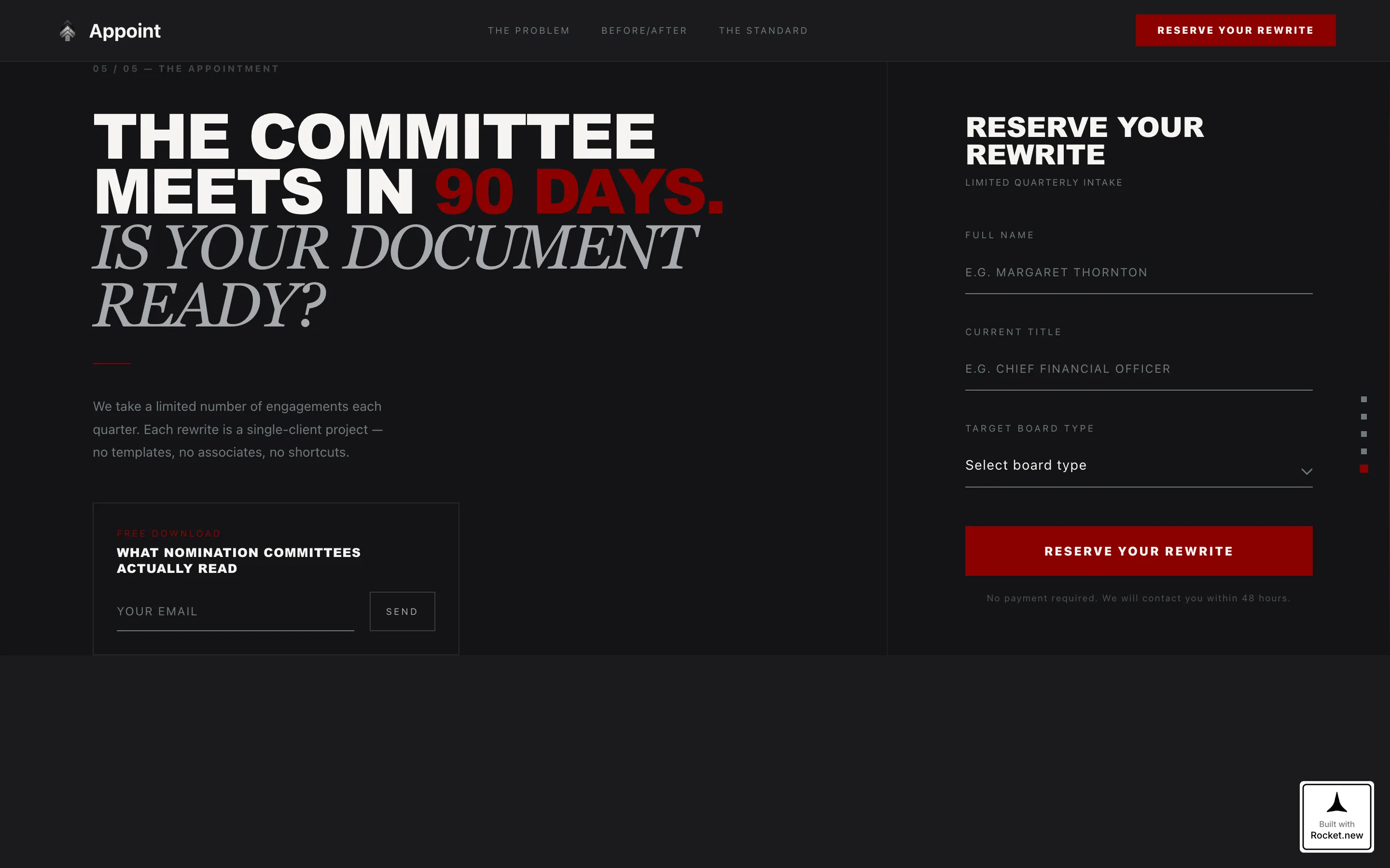 Board Member Resume Consultancy Landing Page