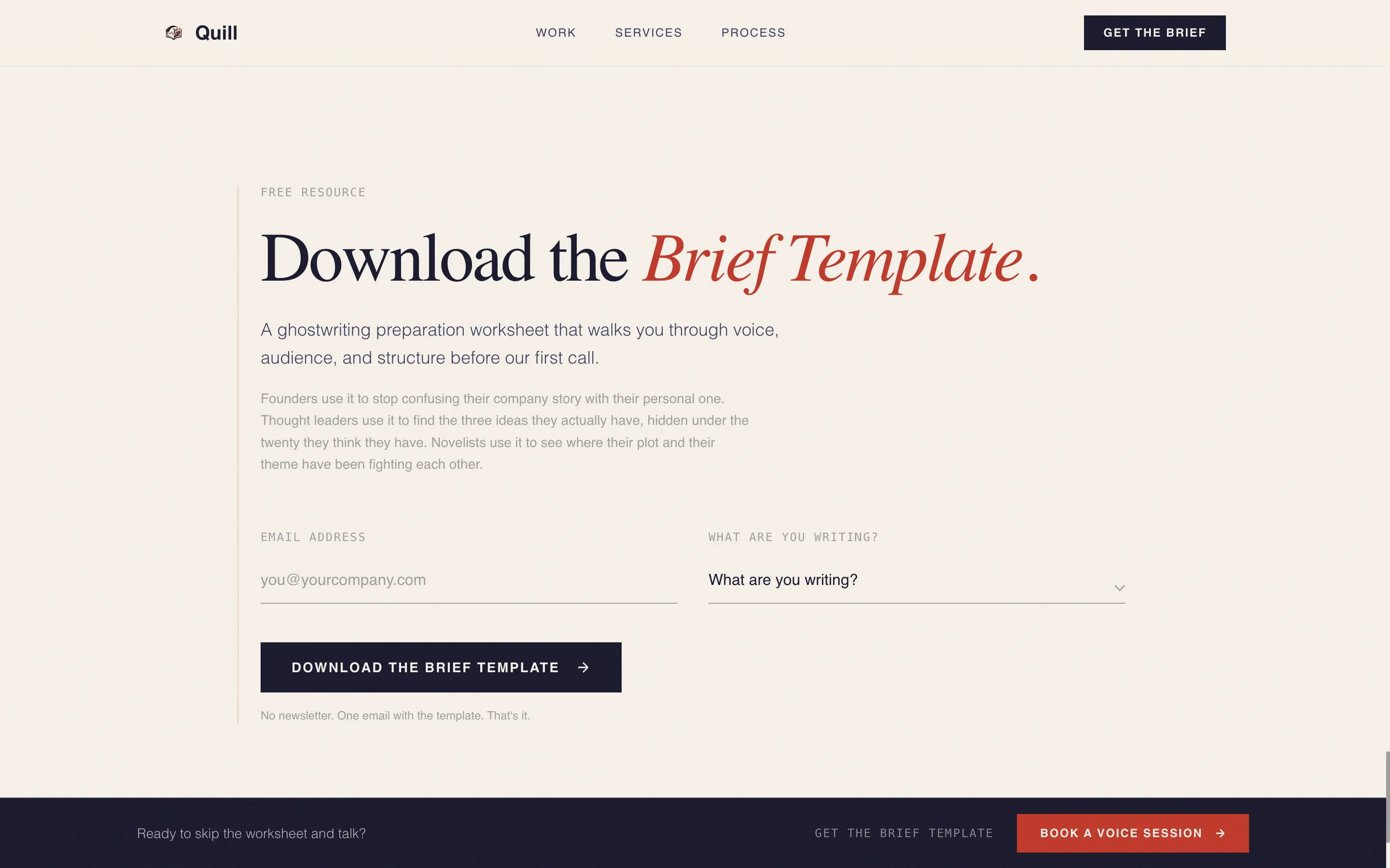 Ghostwriter Landing Page Template | Masonry Layout