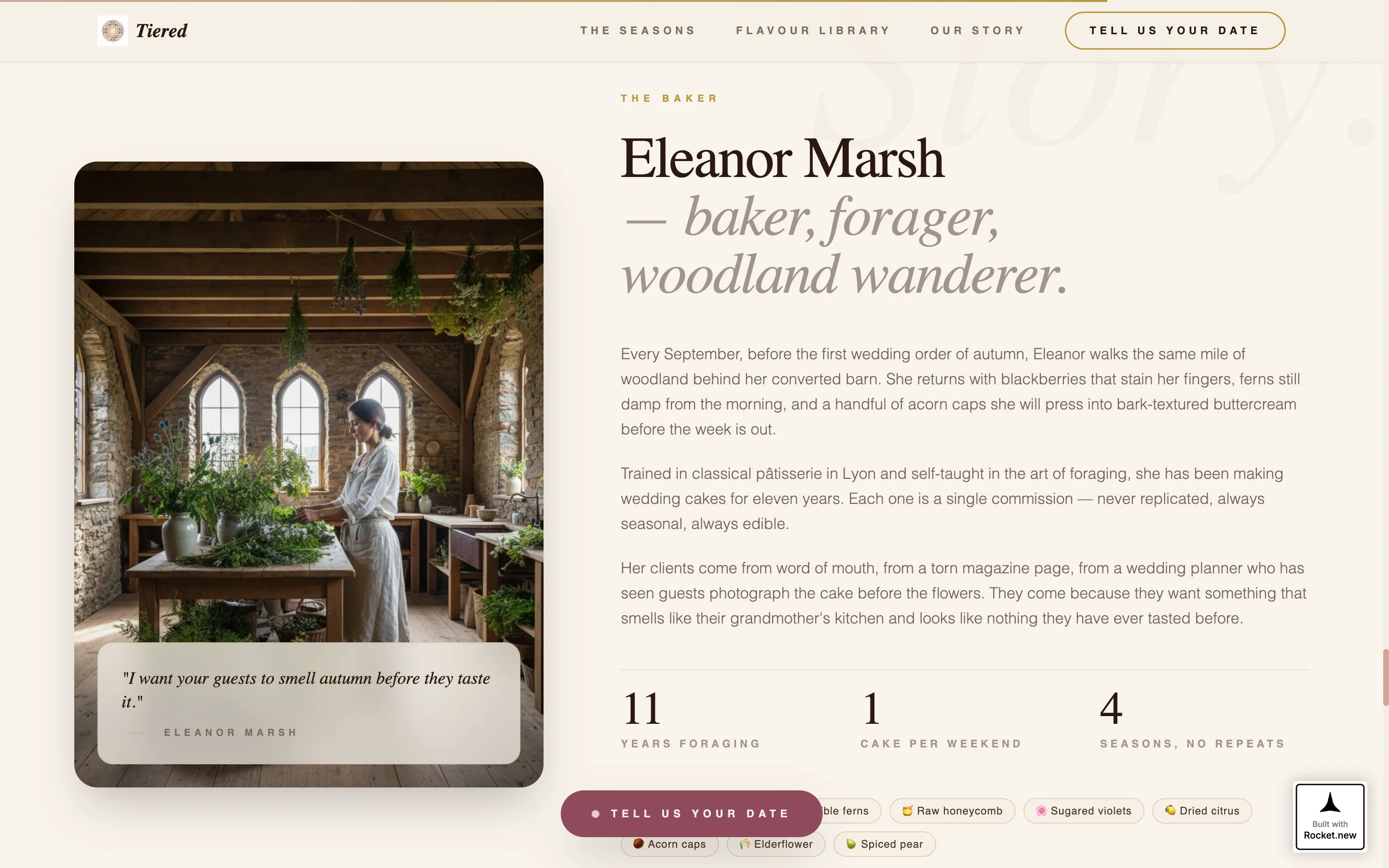 Woodland Wedding Cake Baker Landing Page Template