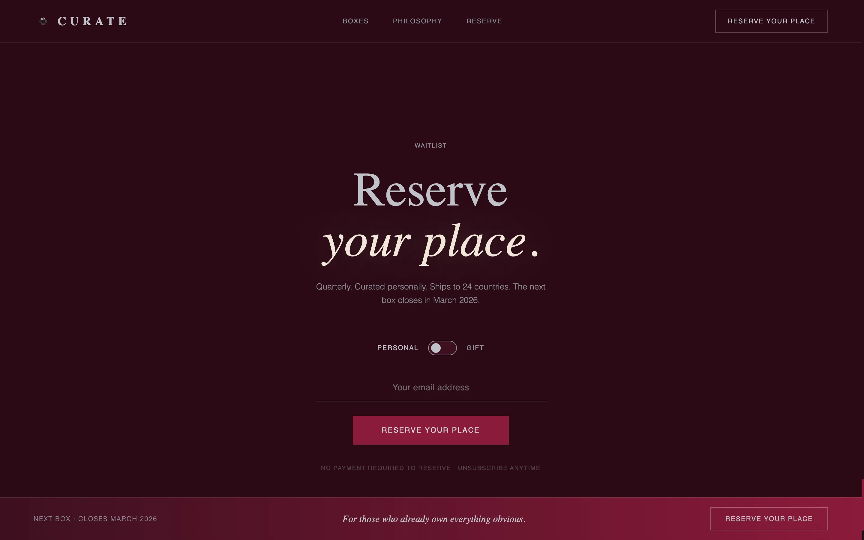 Premium Luxury Subscription Box Landing Page Template