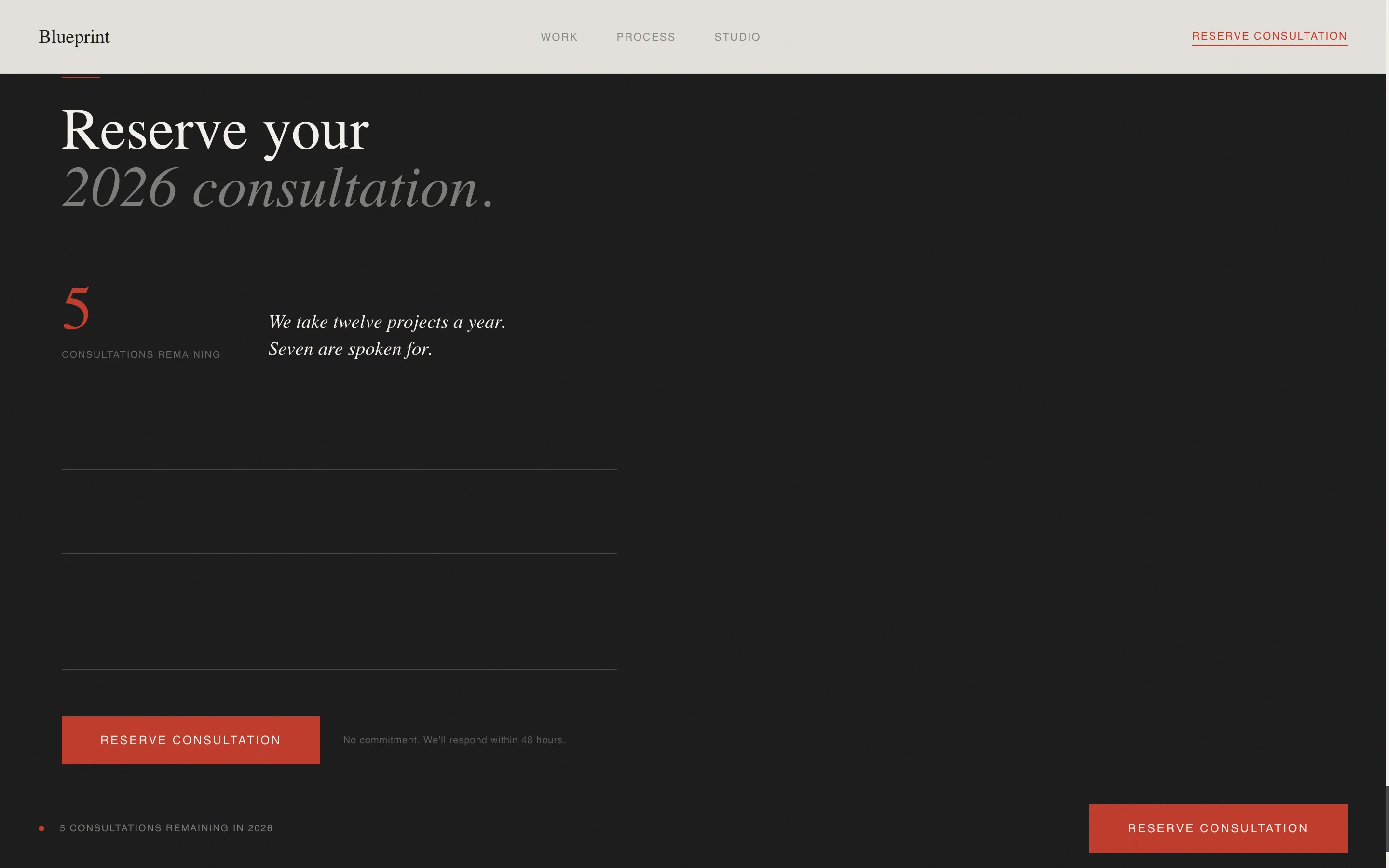 Immersive Warehouse Design Studio Landing Page