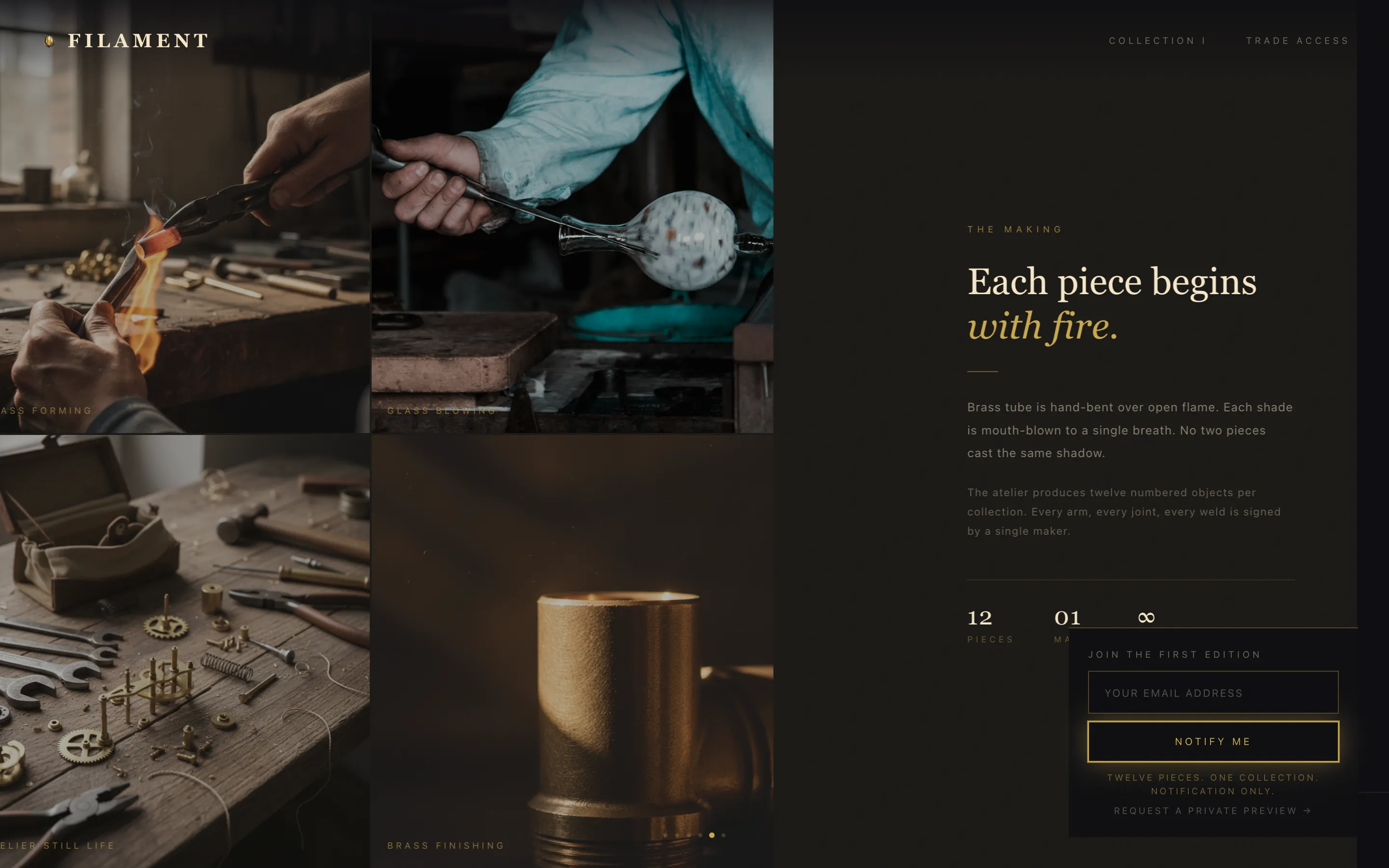 Atelier Landing Page Template | Horizontal Scroll