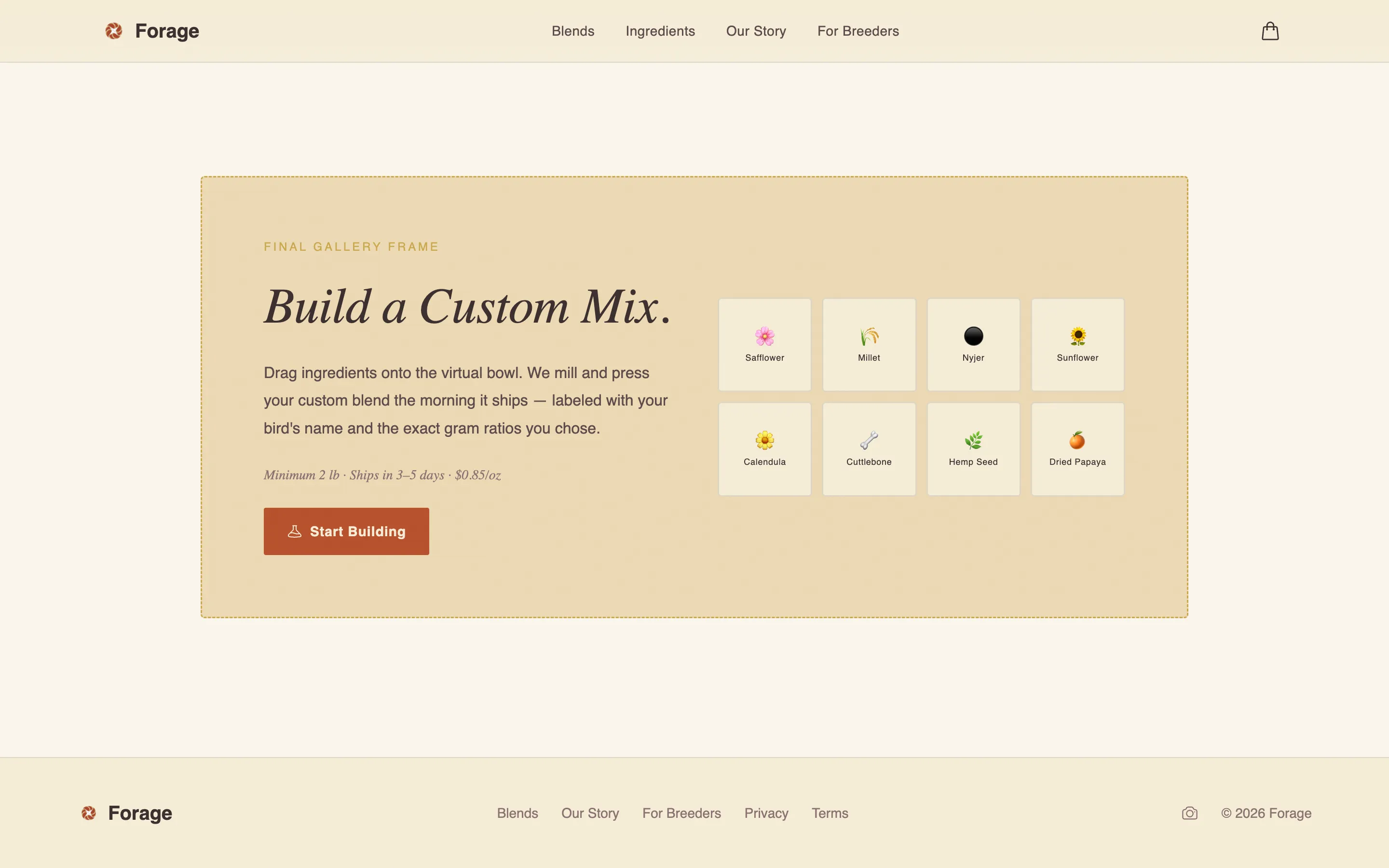 Artisan Bird Food Landing Page Template