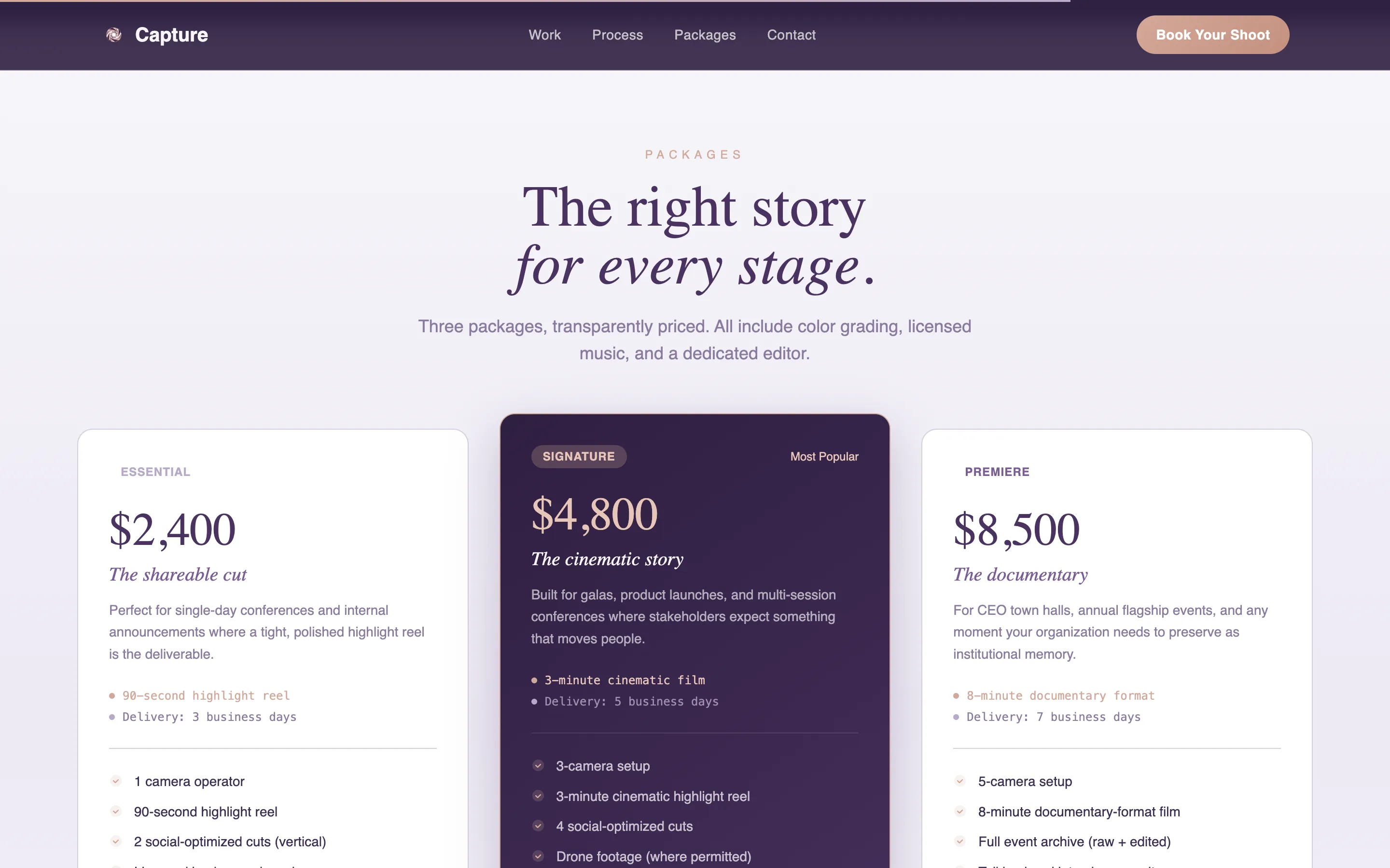 Corporate Event Videography Premium Booking Website Template