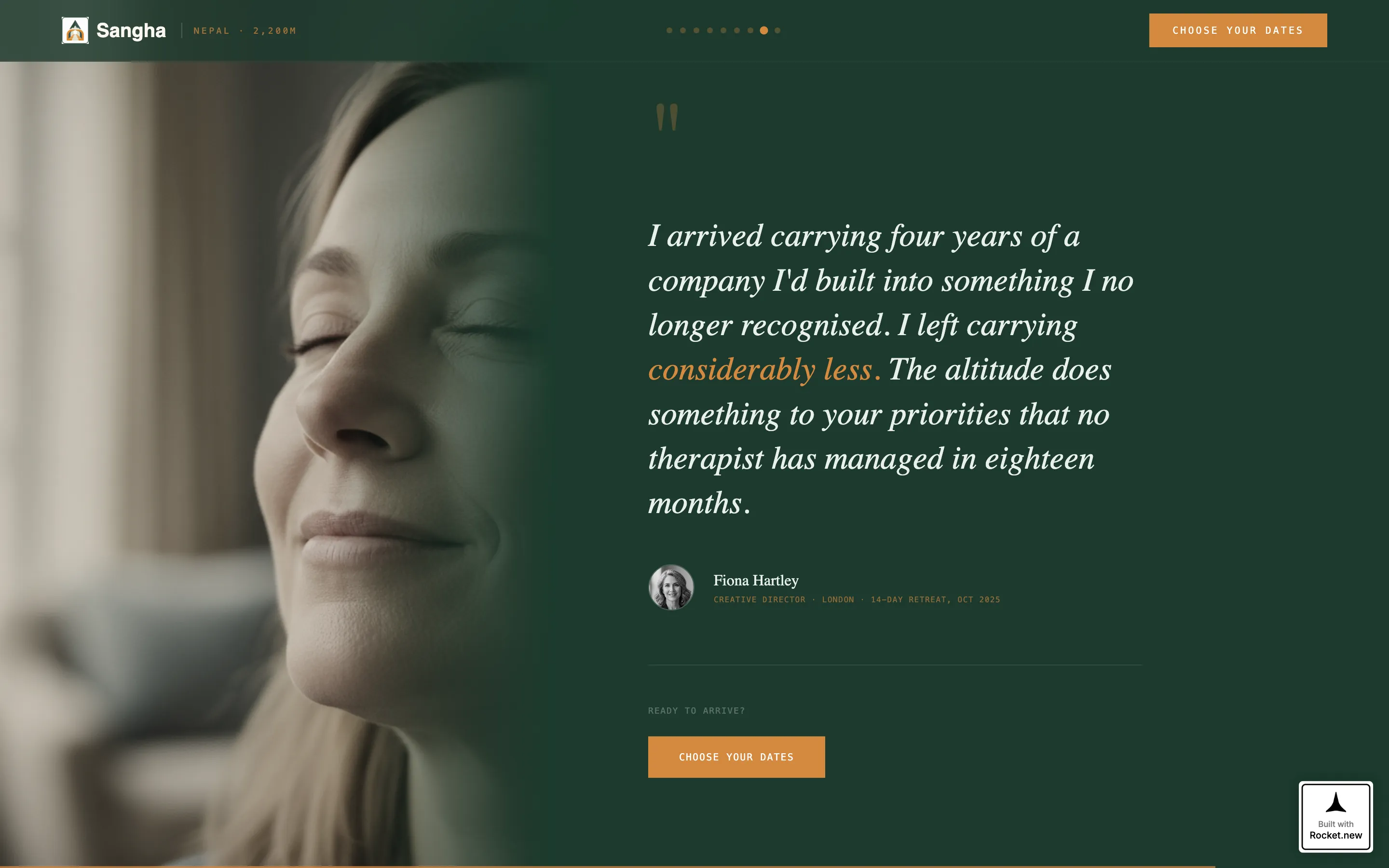 Nepal Wellness Retreat Horizontal Scroll Landing Page