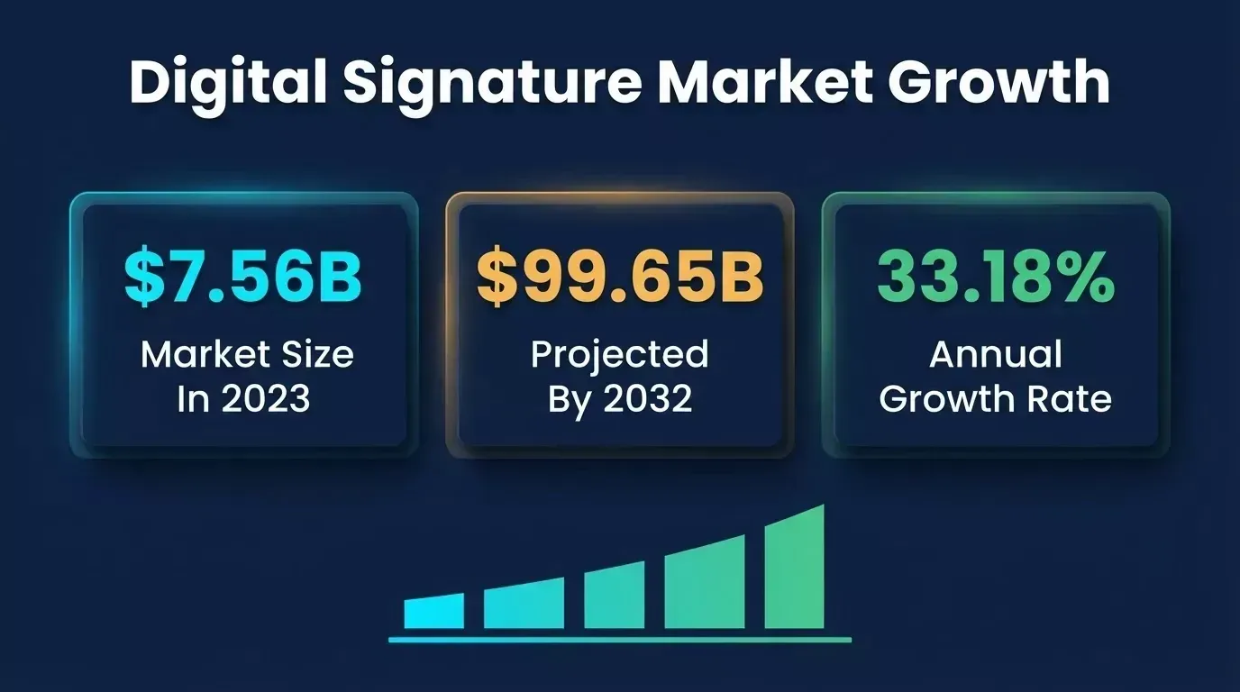 Digital Signature Market Growth: $7.56B in 2023, projected $99.65B by 2032, growing at 33.18% CAGR