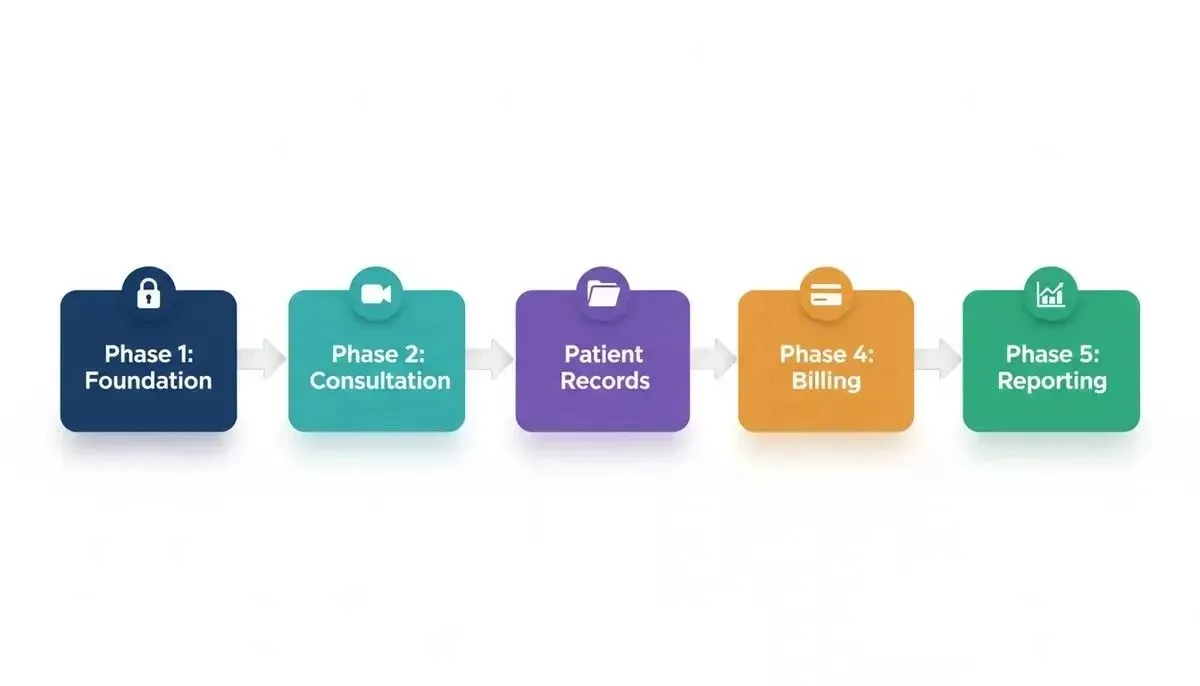 Five-phase telemedicine app development pipeline