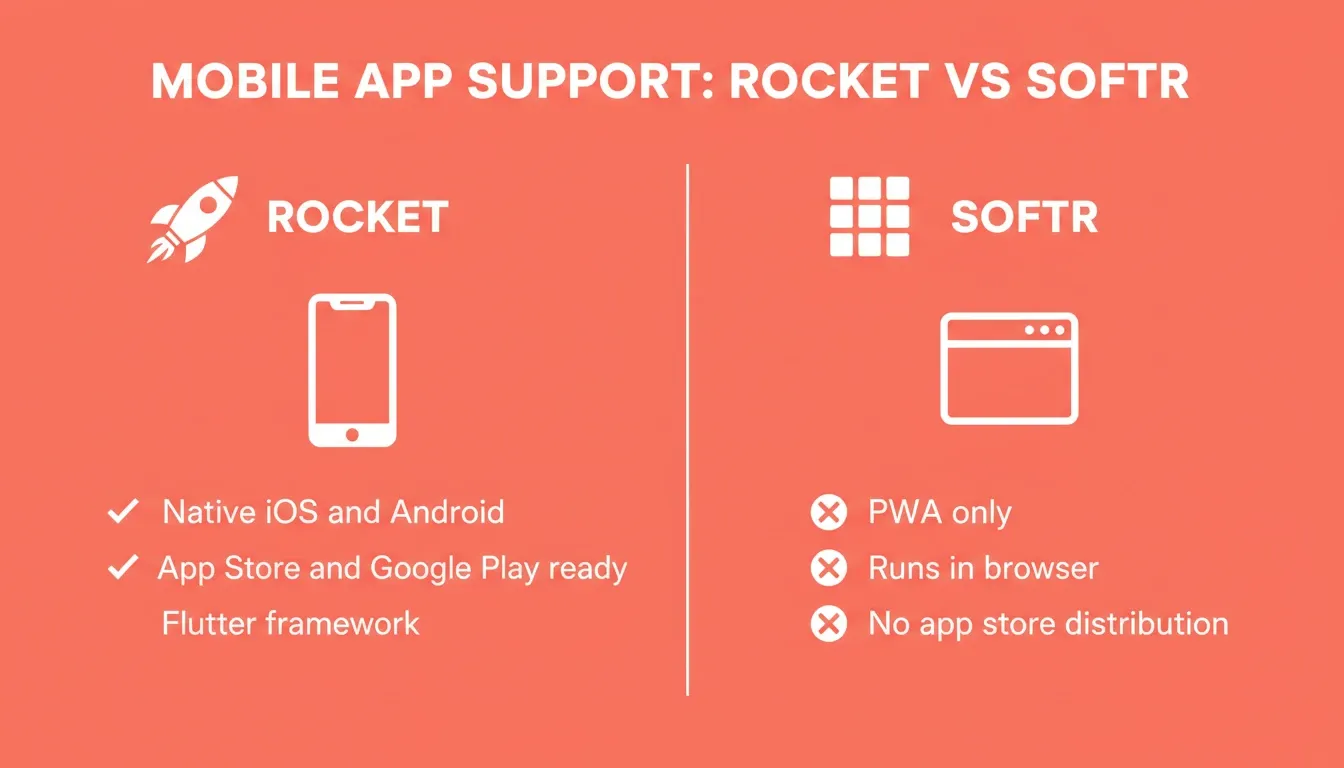 Mobile App Support: Rocket vs Softr