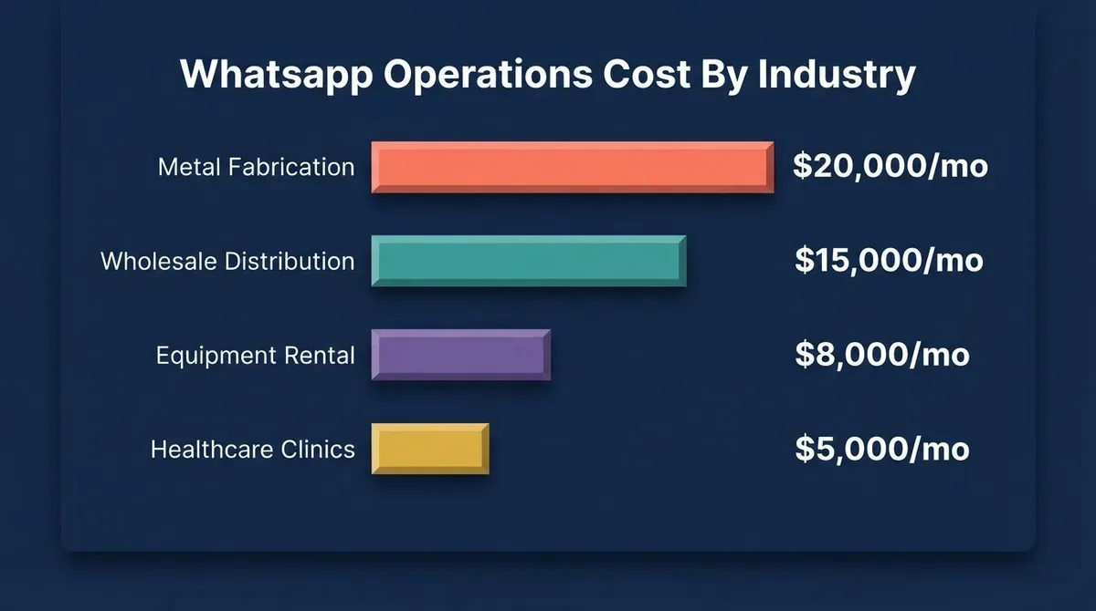 Bar chart showing estimated monthly WhatsApp operational losses
